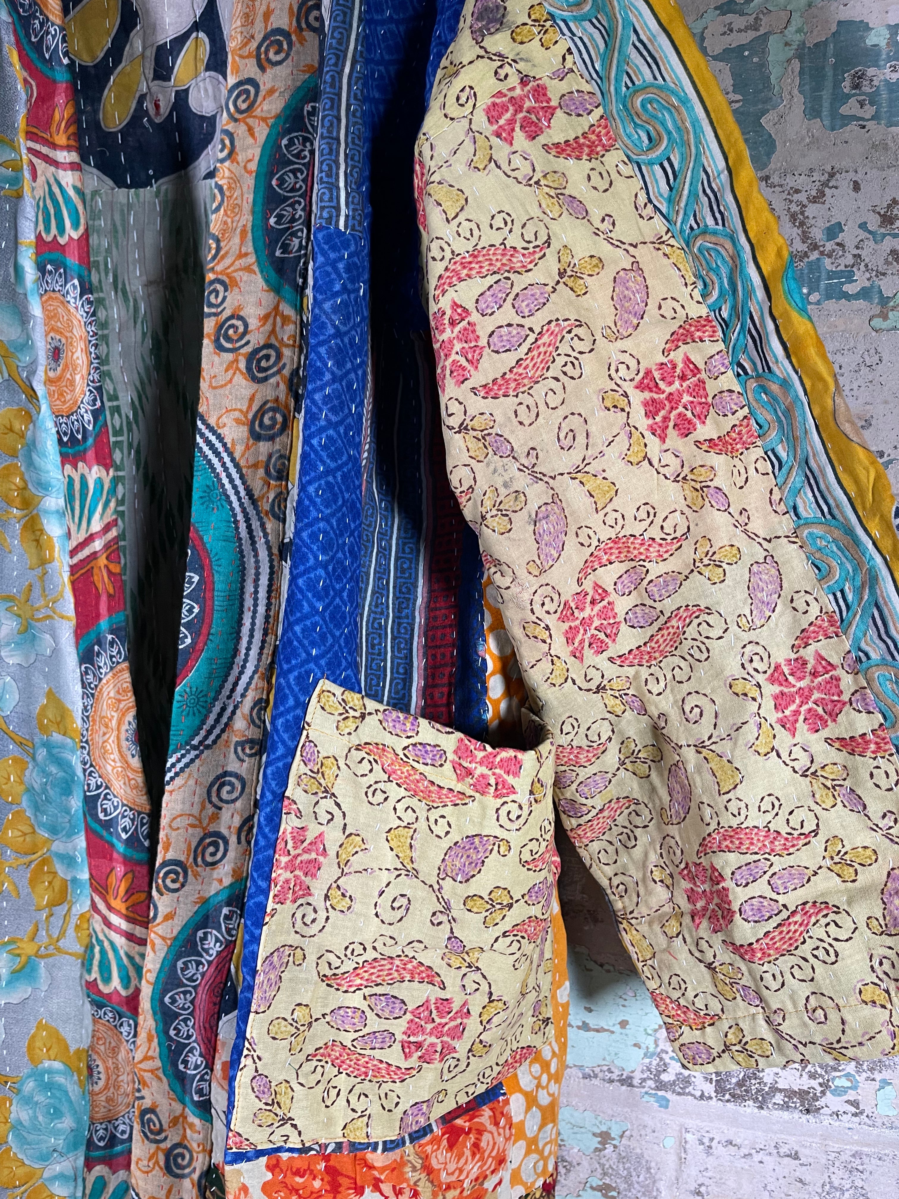 Vintage Kantha Kimono - 60's Orange