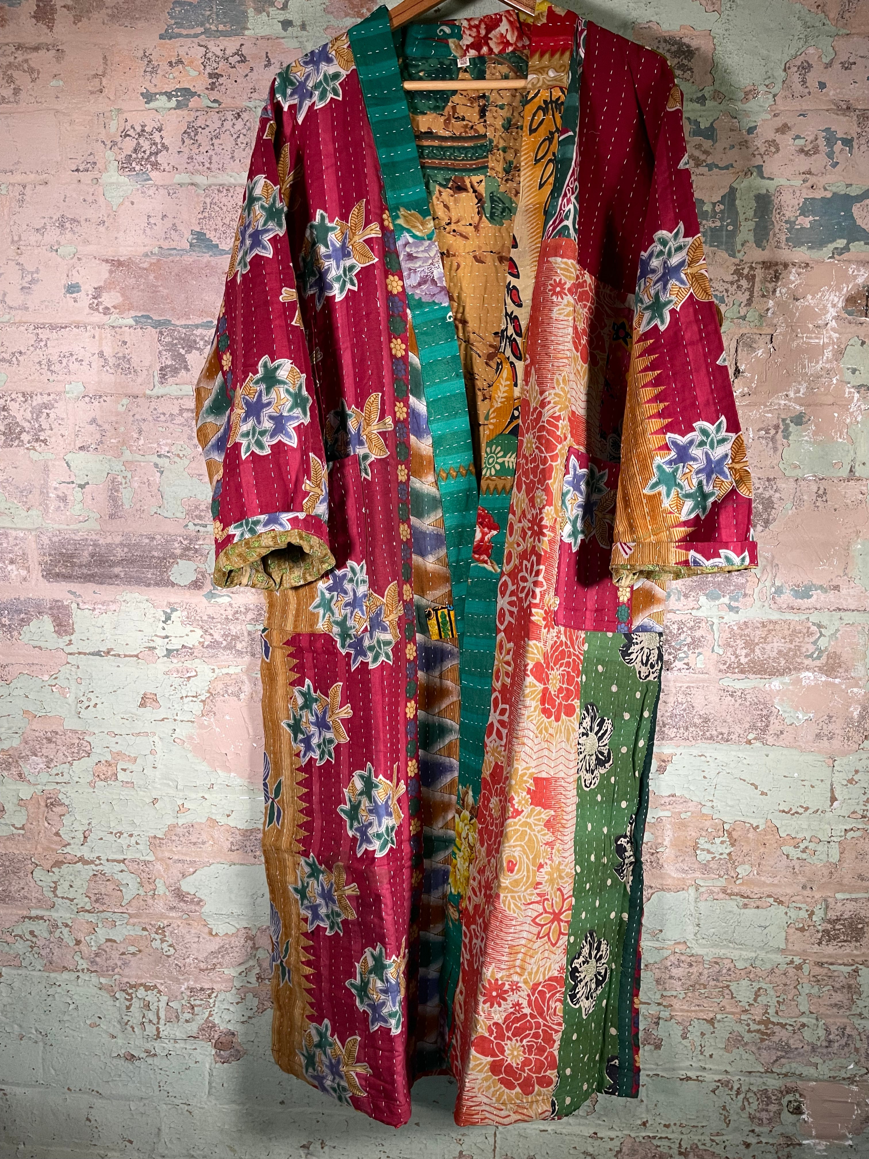 Vintage Kantha Kimono - Patterned Extravaganza