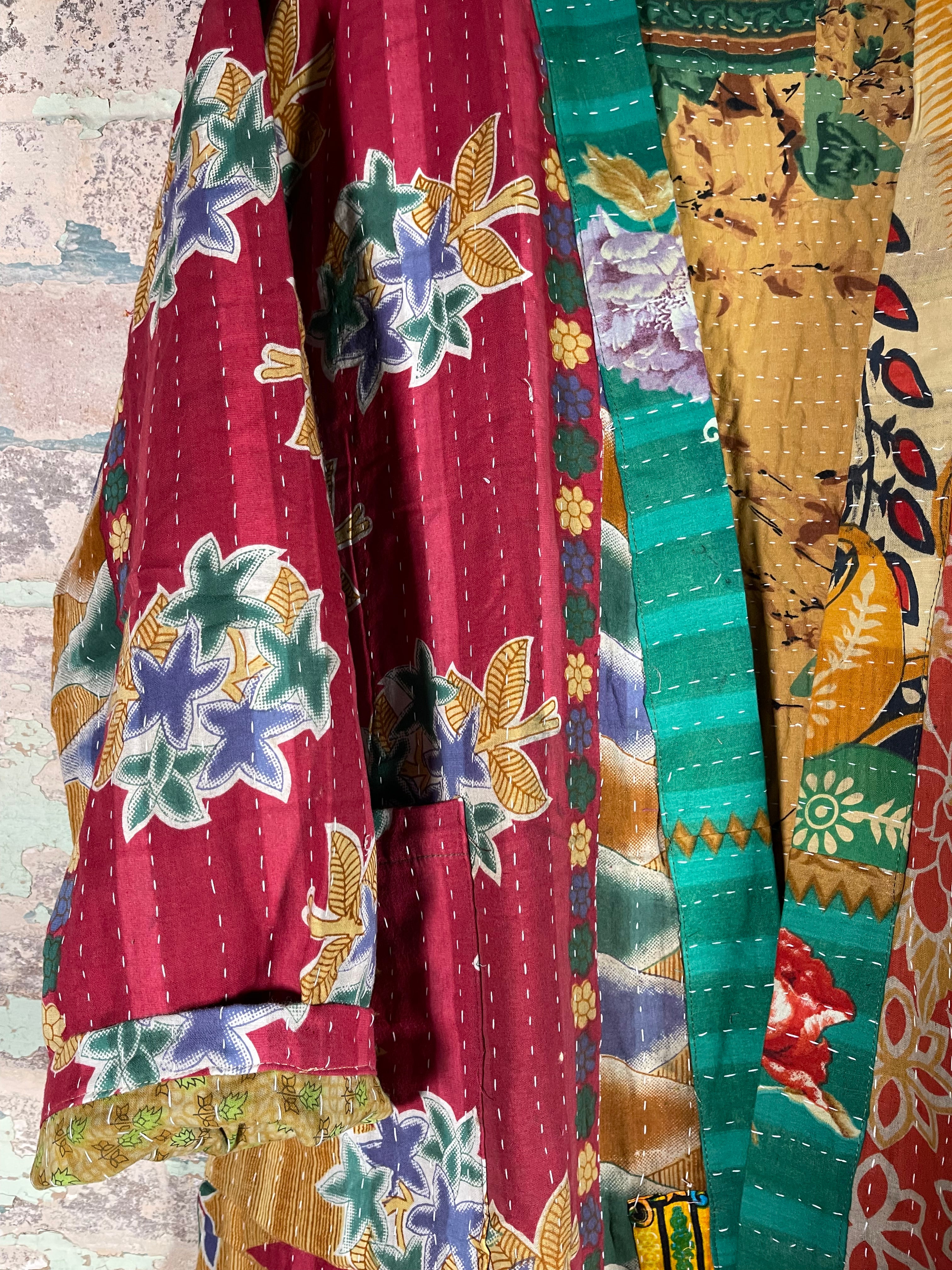 Vintage Kantha Kimono - Patterned Extravaganza