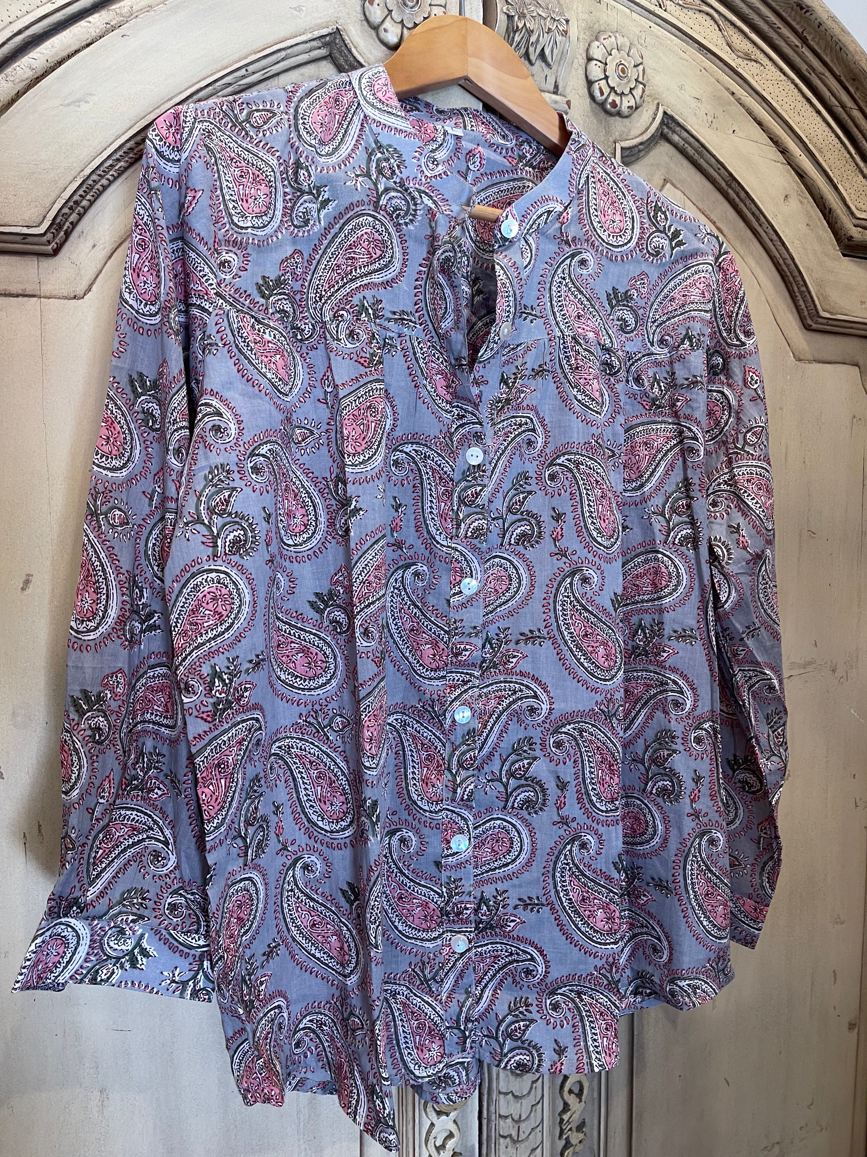Handblock Printed Blouse - FRENCH PAISLEY