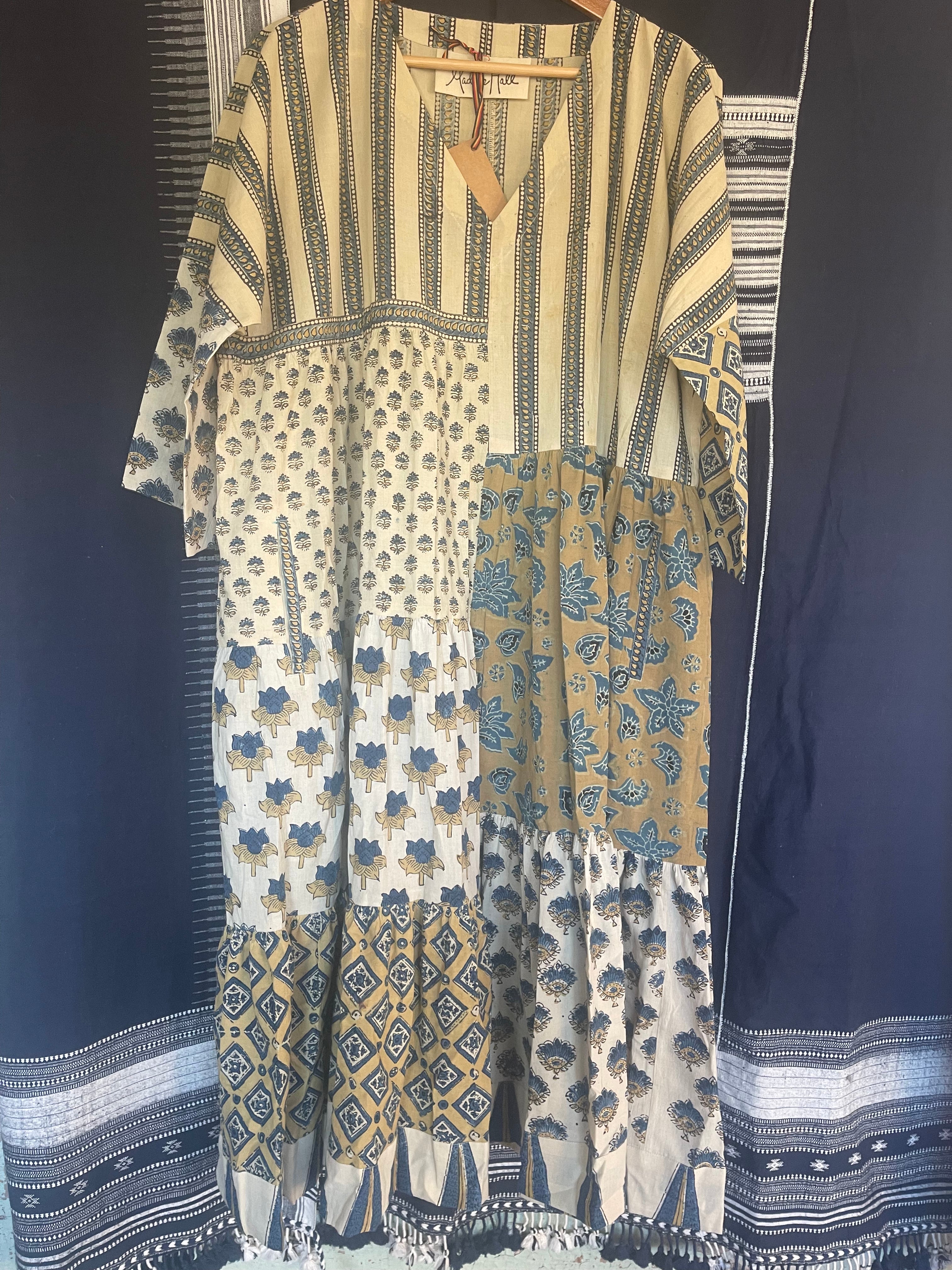 Handblock Printed Dress - AJRAKH STONE XL