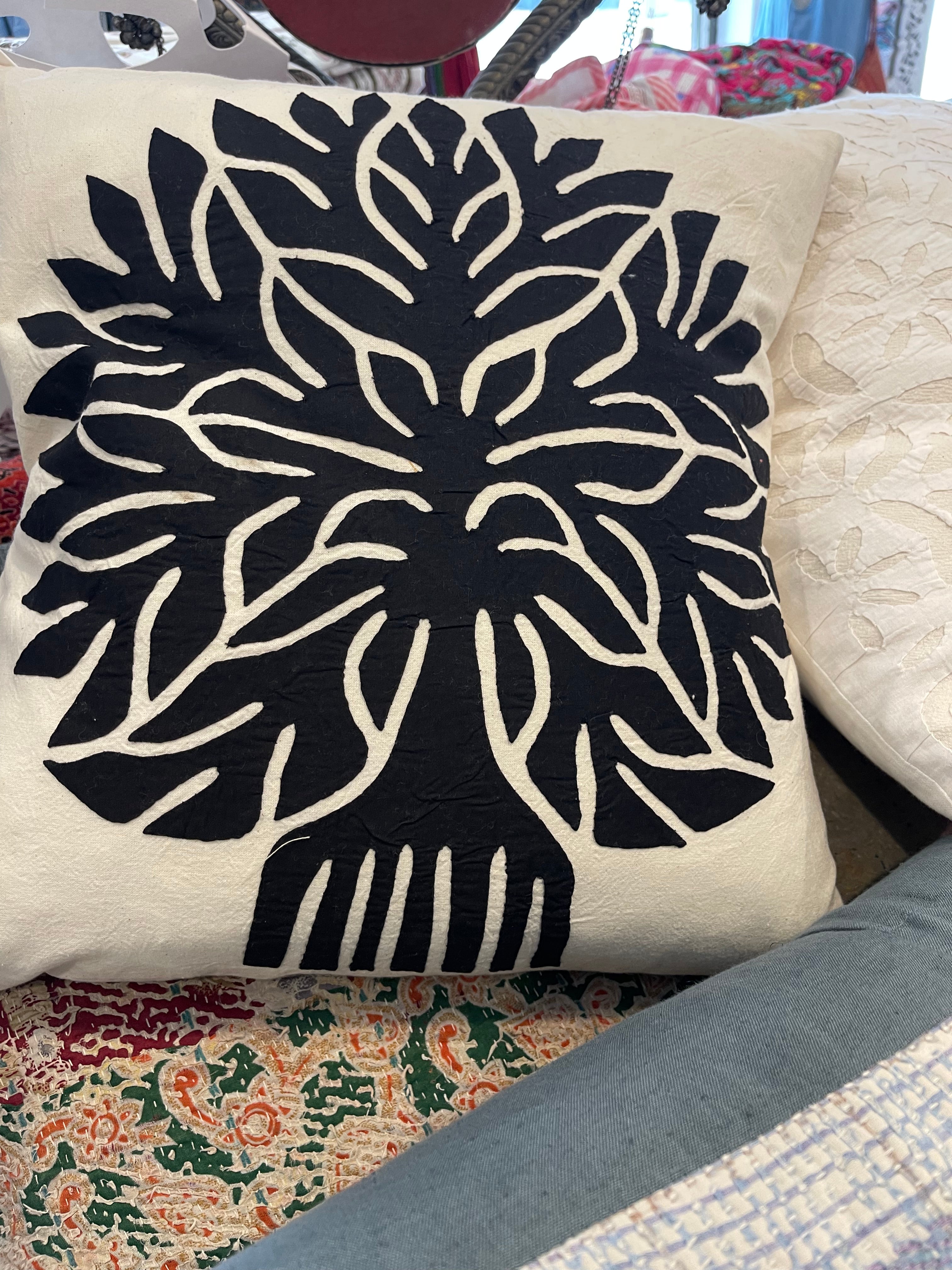 Appliqué Cushion - Tree of Life Charcoal