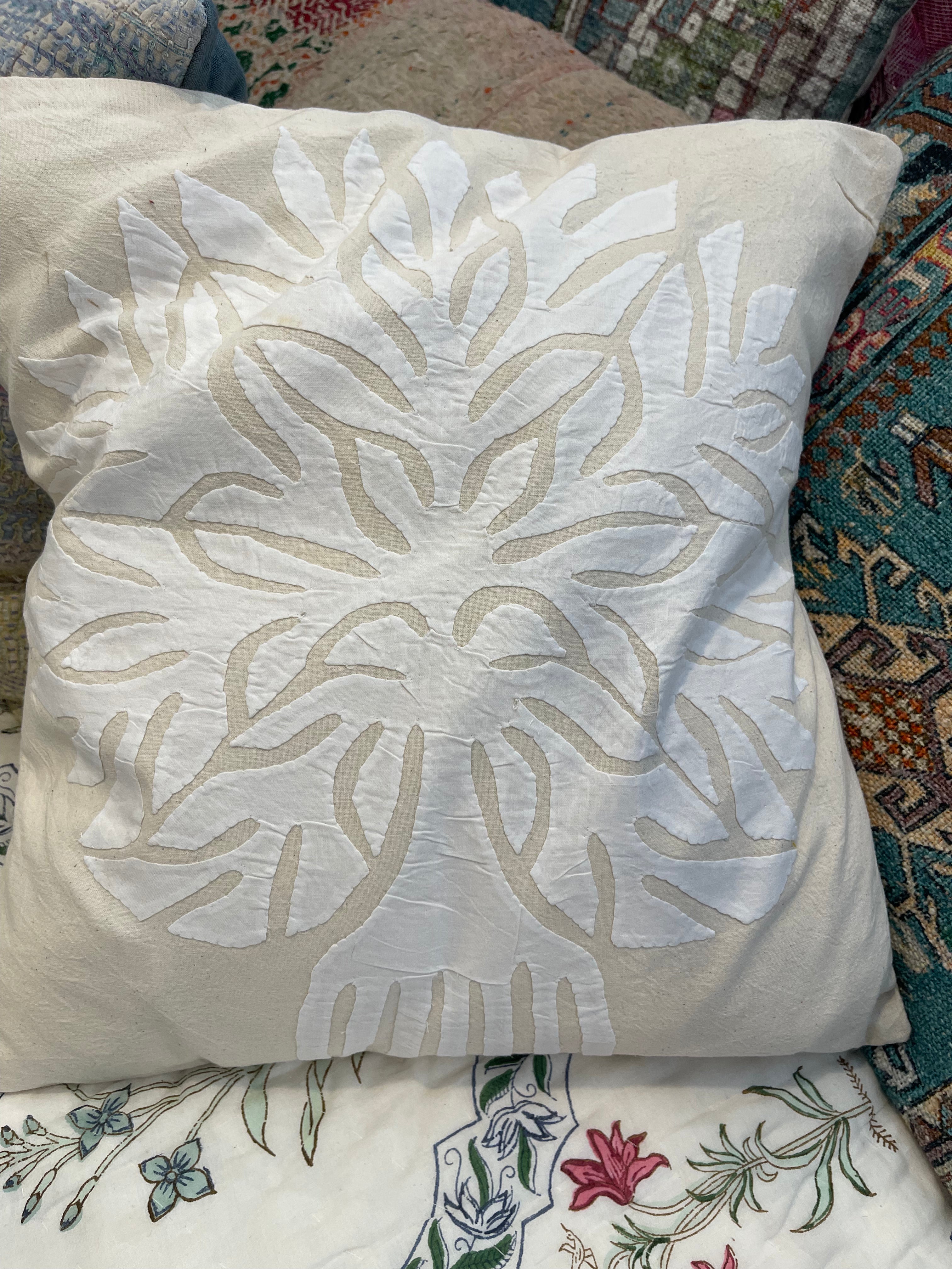 Appliqué Cushion - Tree of Life White