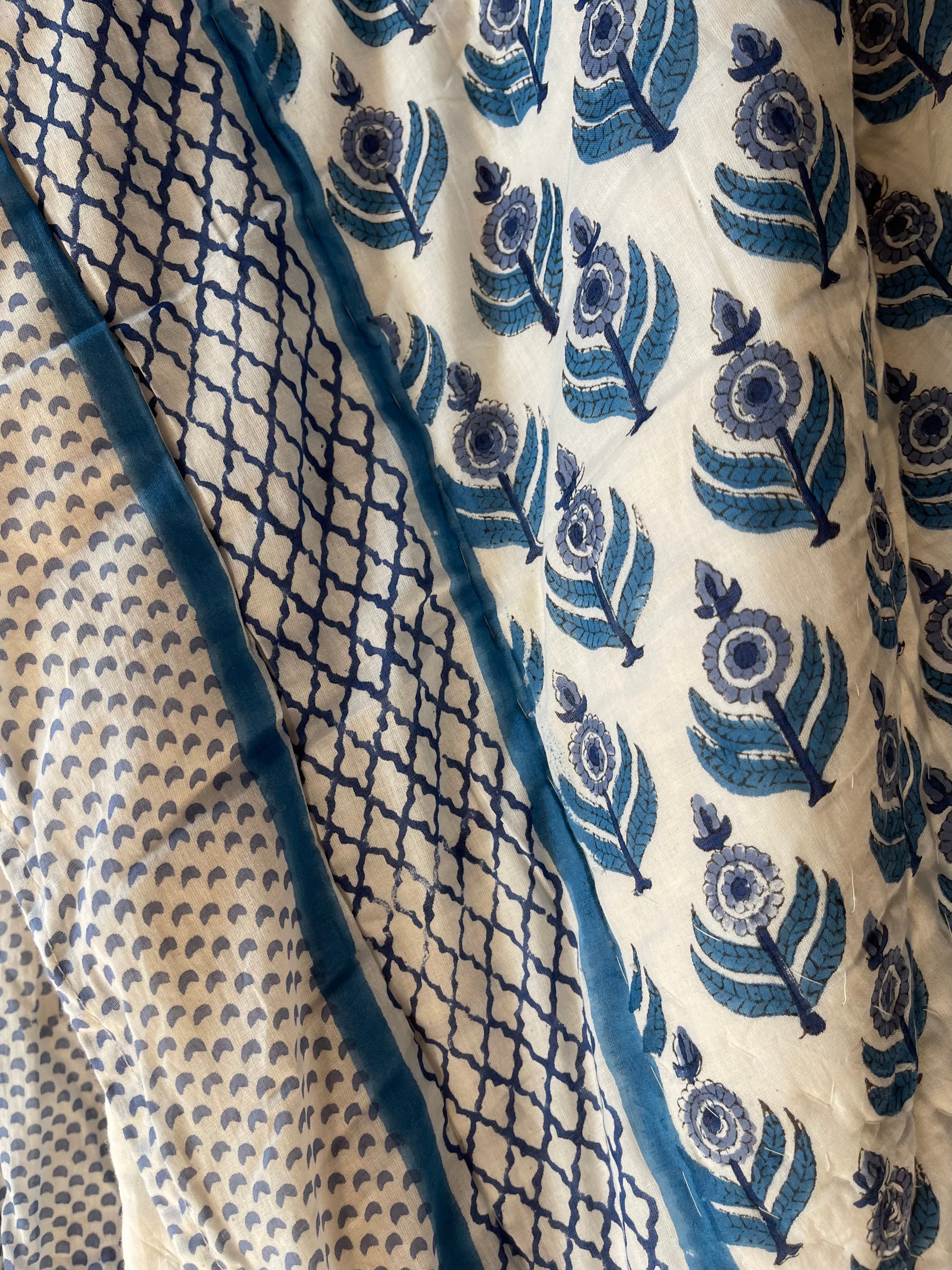 JAIPURI RAZAI - Soft Teal Floral