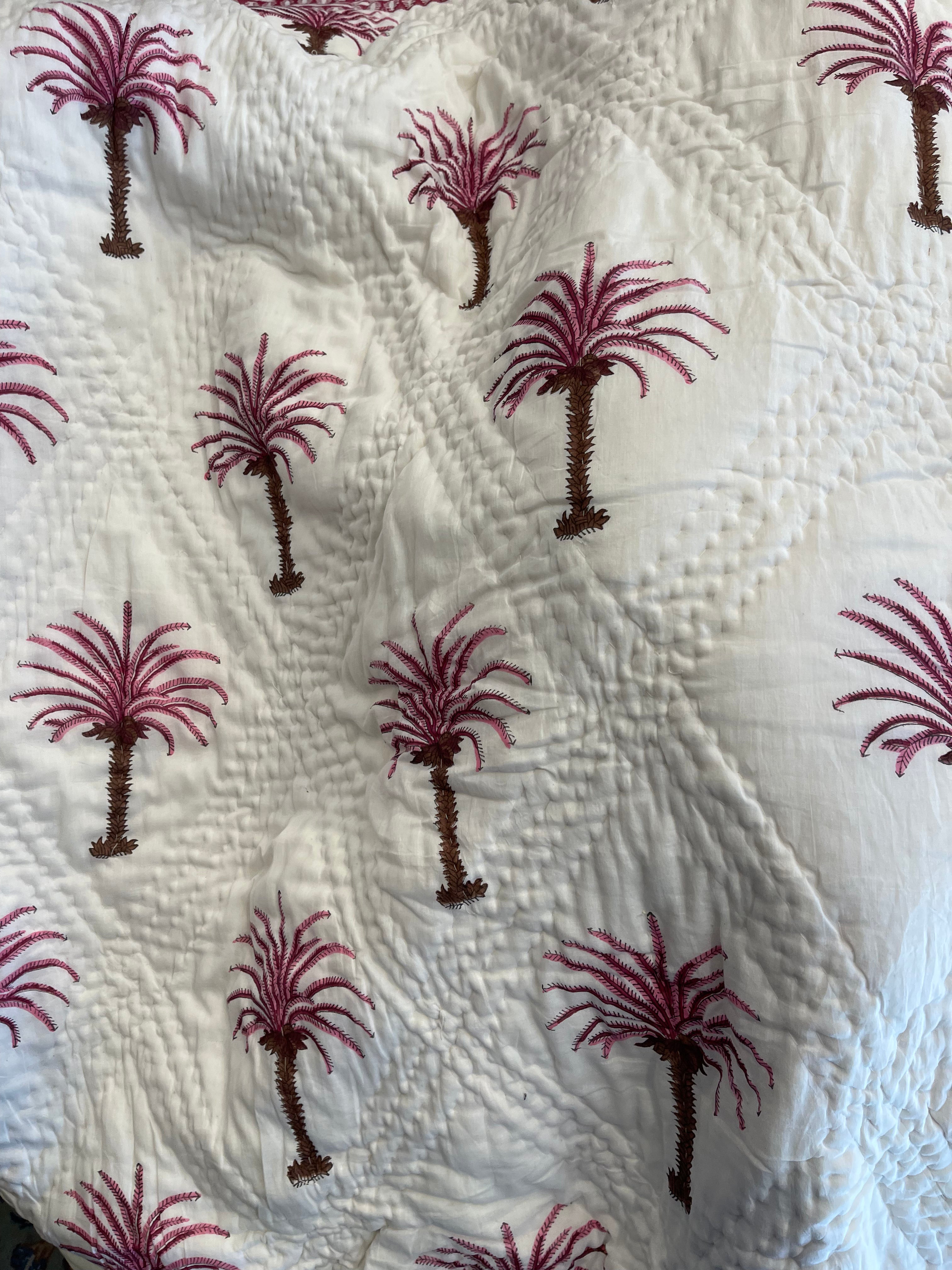 JAIPURI RAZAI - Pink Palm Oasis