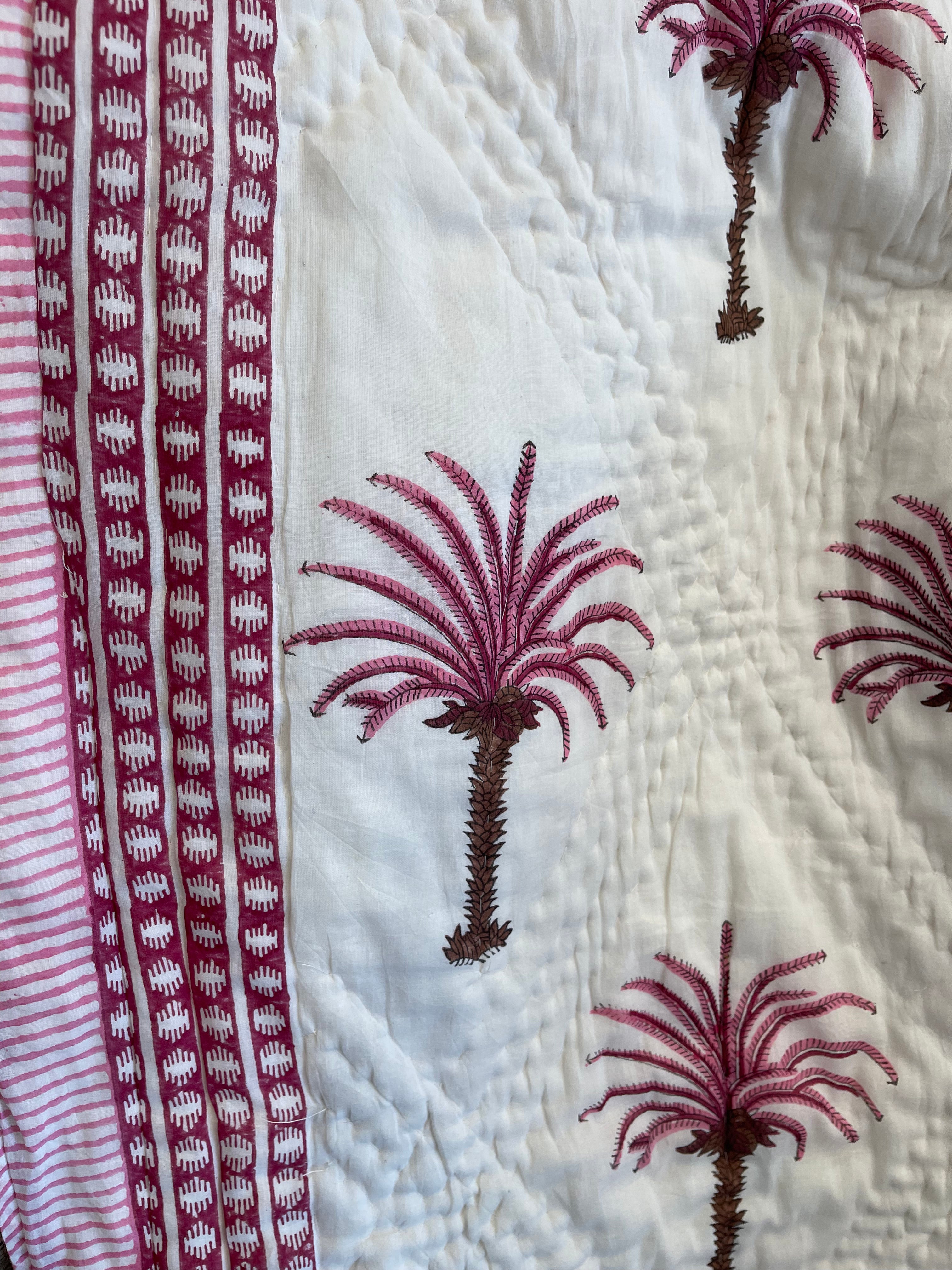 JAIPURI RAZAI - Pink Palm Oasis