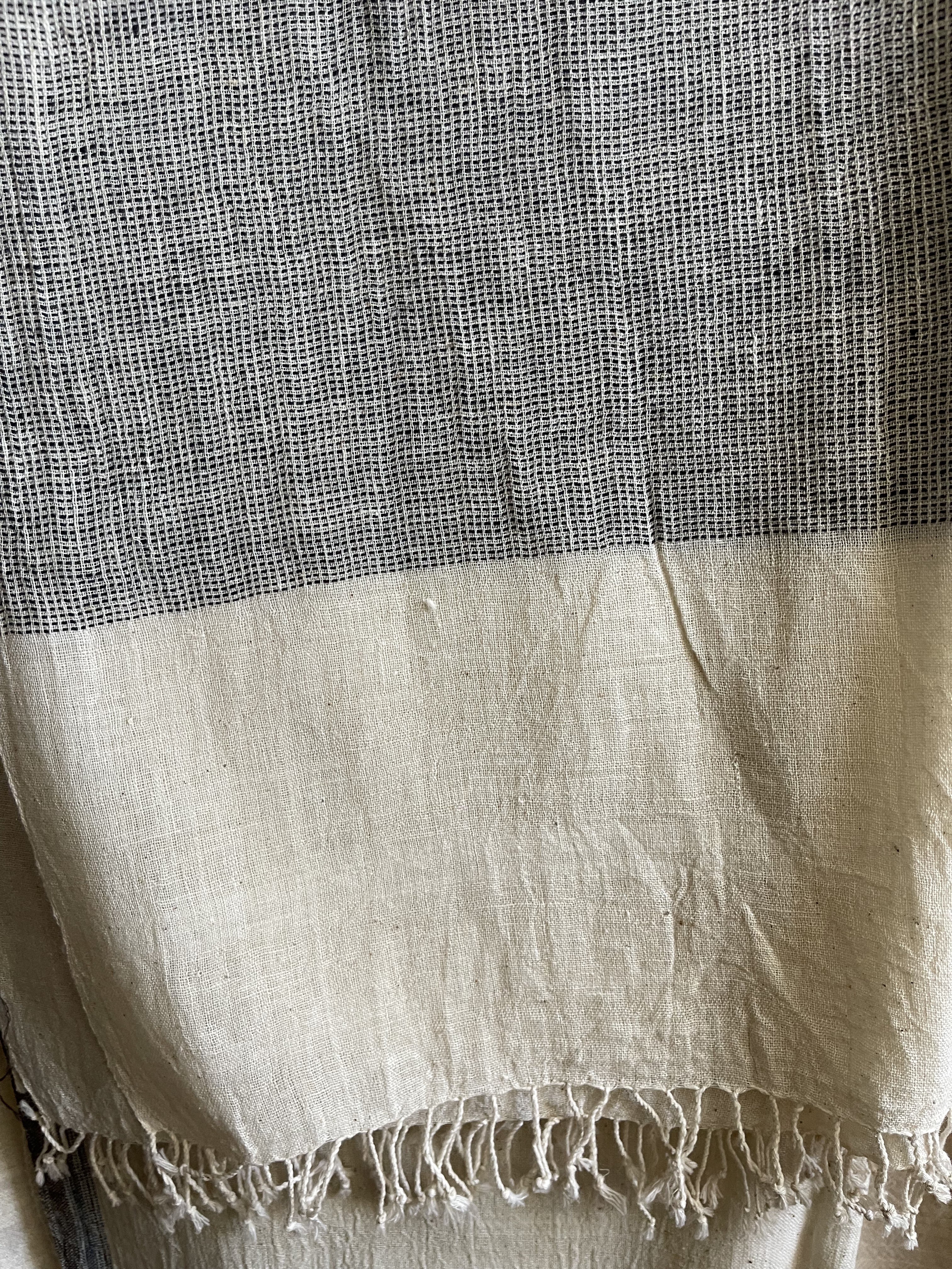 Handloomed Organic Cotton Scarf - Black + White Check