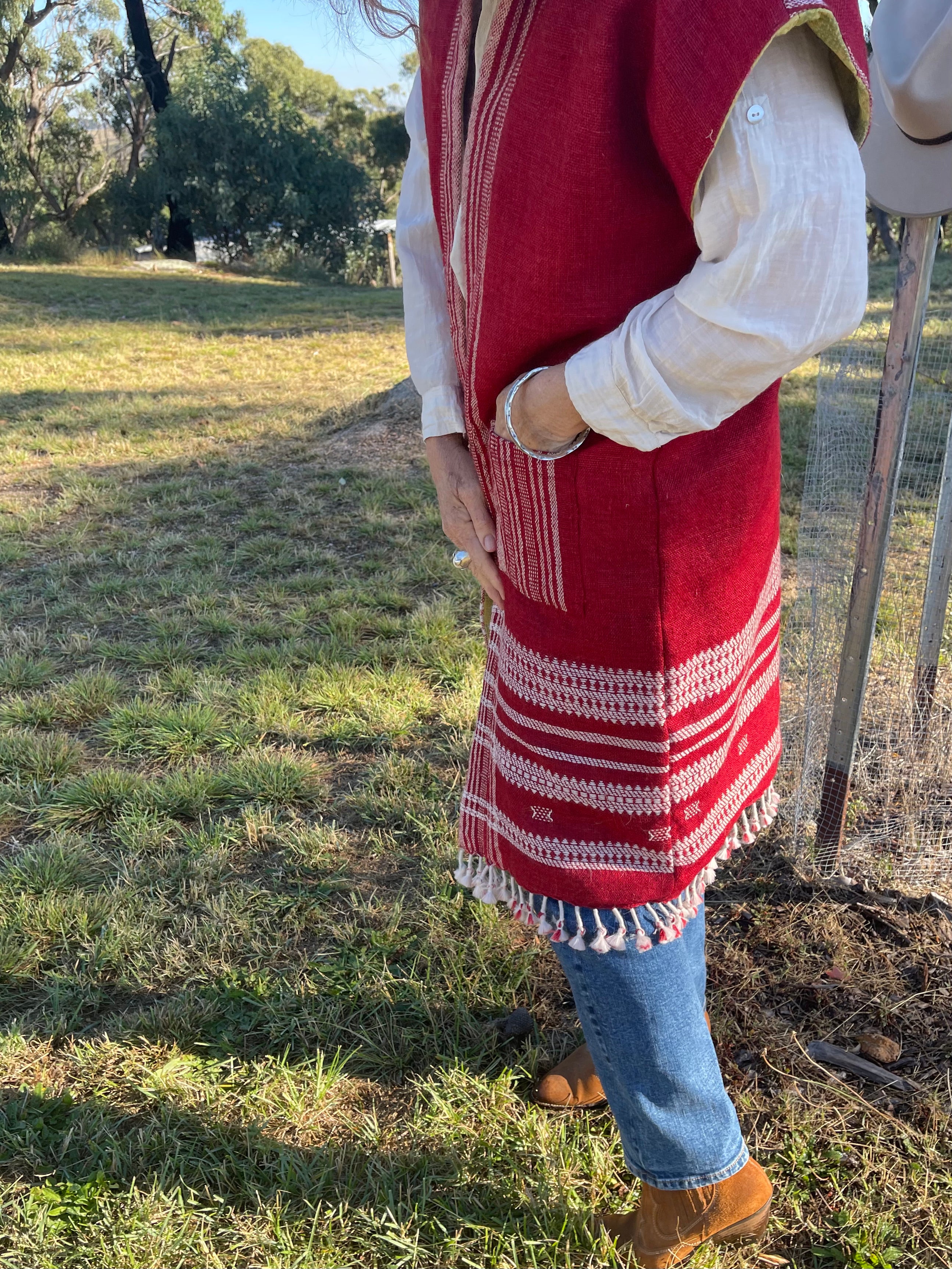 Handwoven Desi Wool Jacket - Red Heat 2