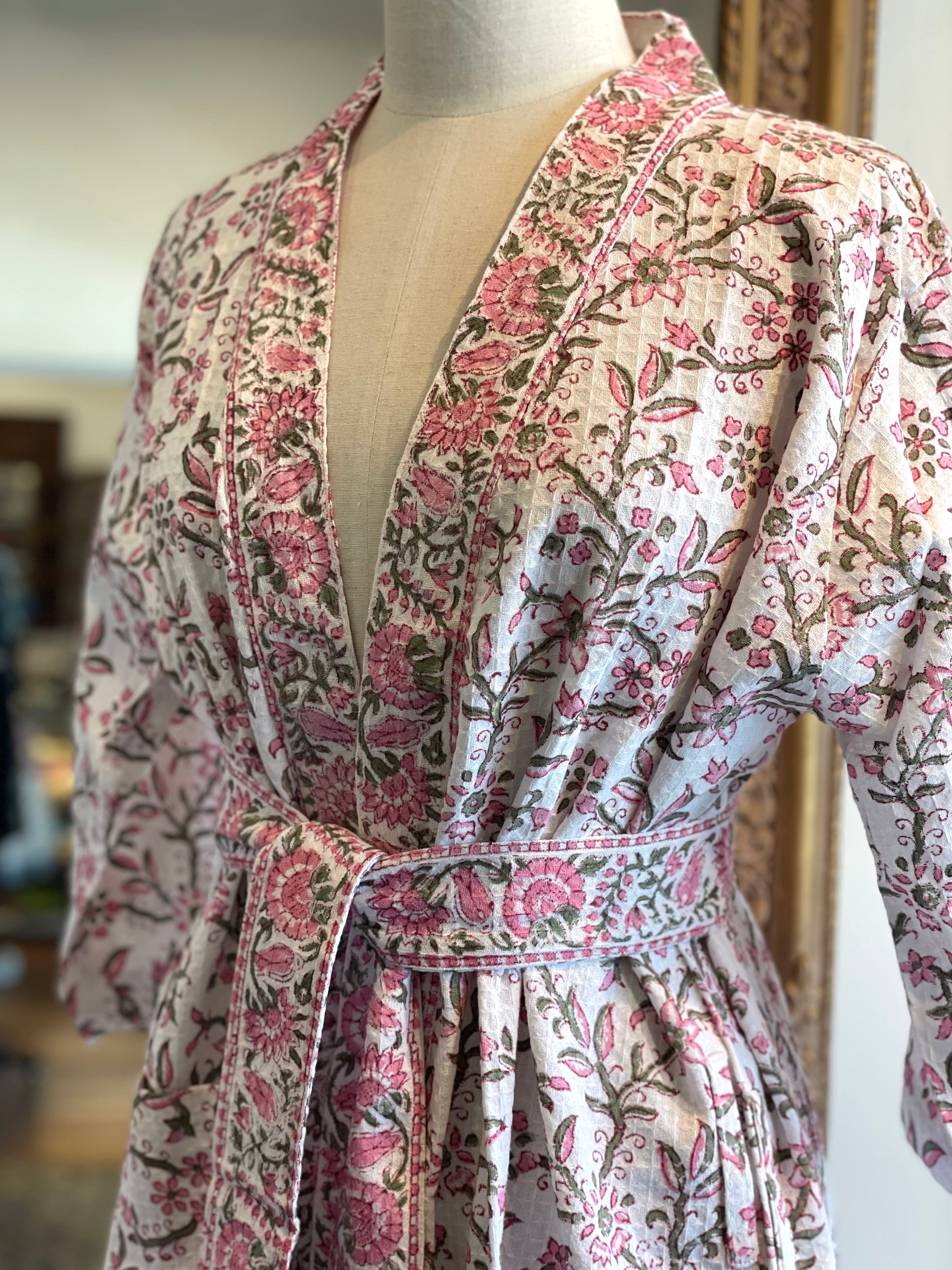 Waffle Weave Bath Robe - Petite Pink