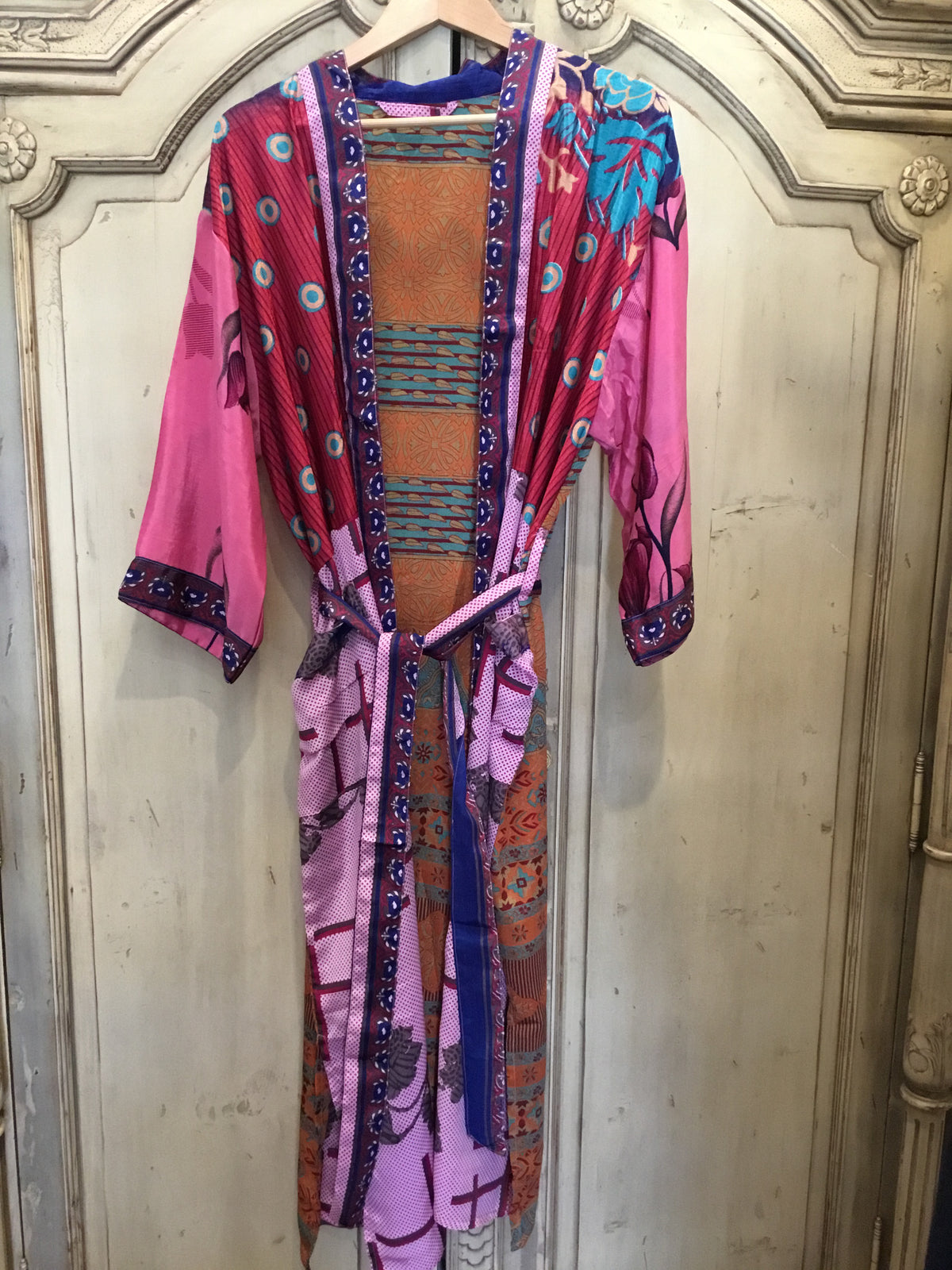 SILK SARI ROBE - Magenta Tulip
