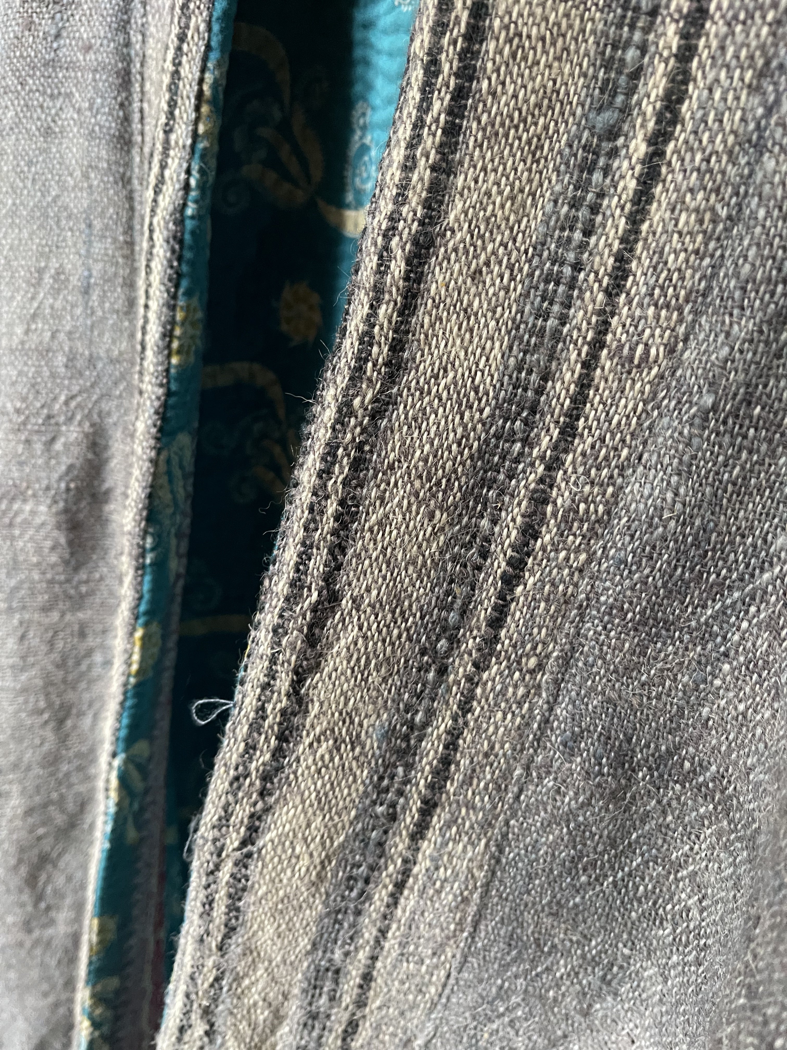 Handwoven Desi Wool Jacket - Cool Blue Kutch Embroidered