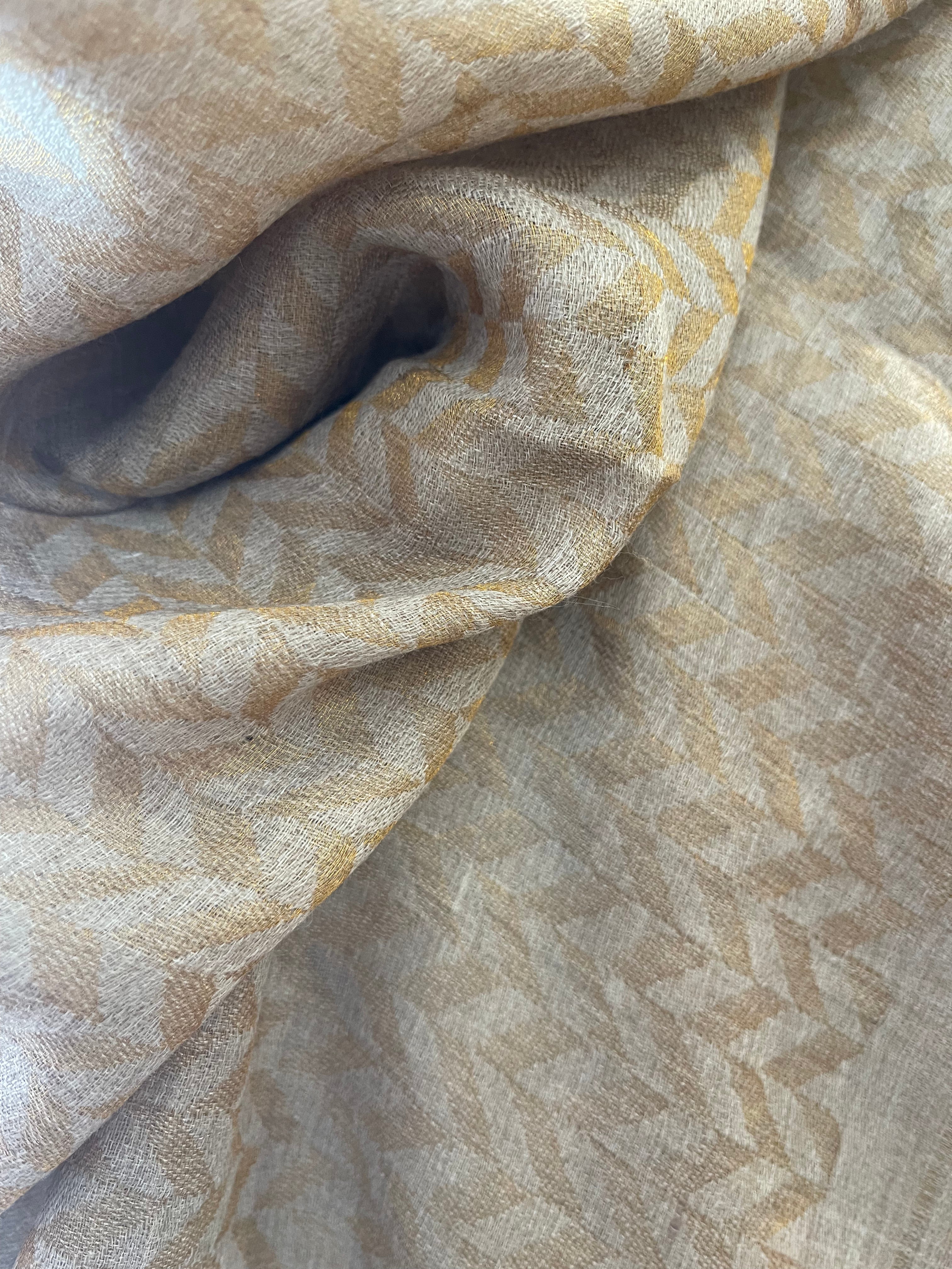 Wool Zig Zag Zari Scarf - Mist