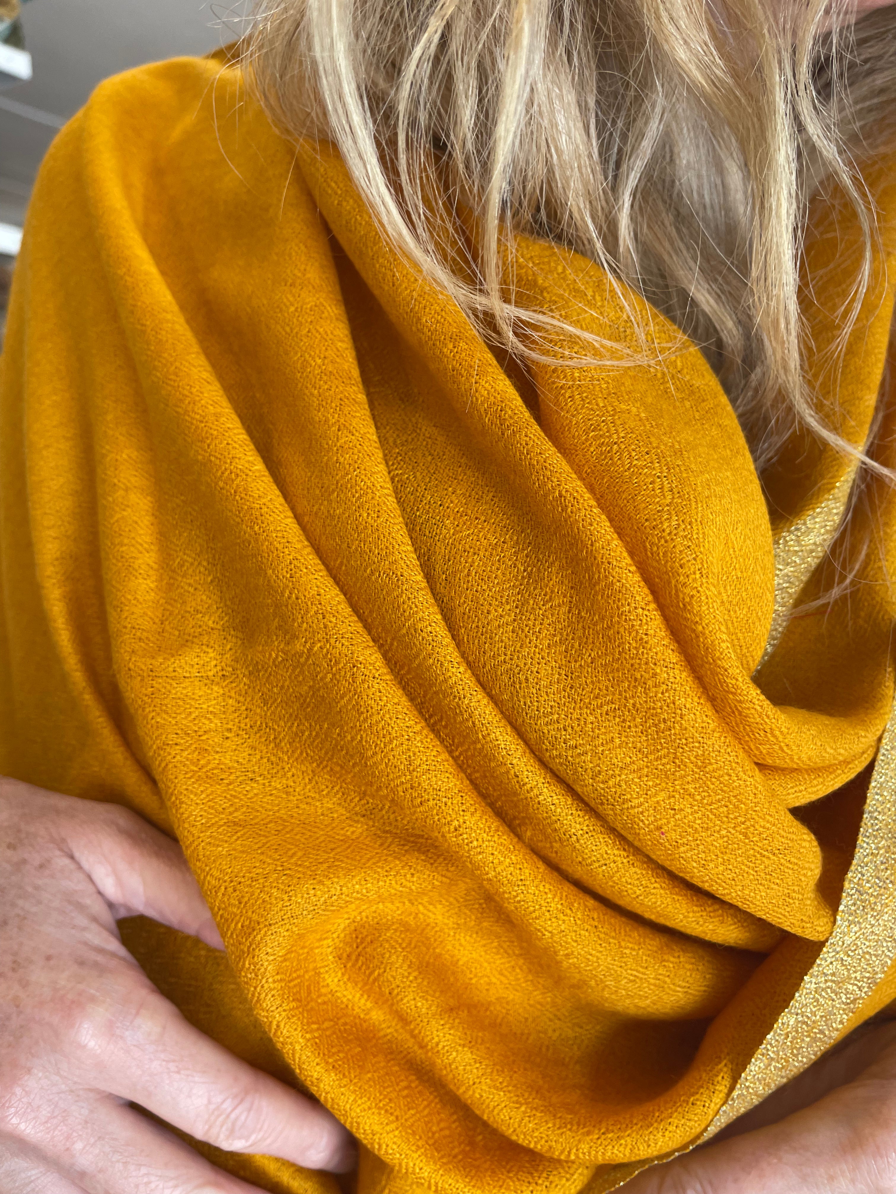 Wool Zari Scarf - Brash Turmeric