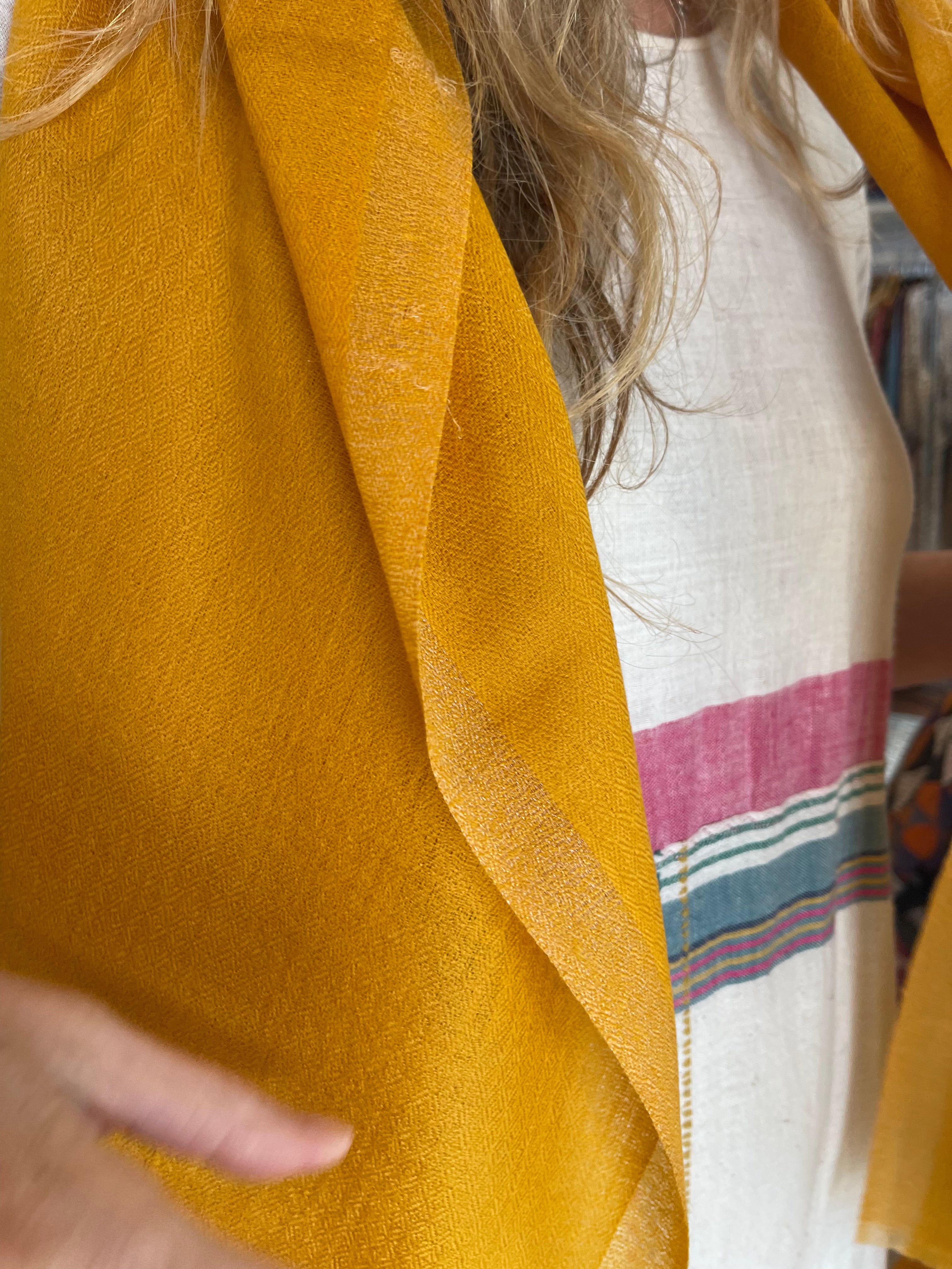 Wool Zari Scarf - Soft Pumpkin