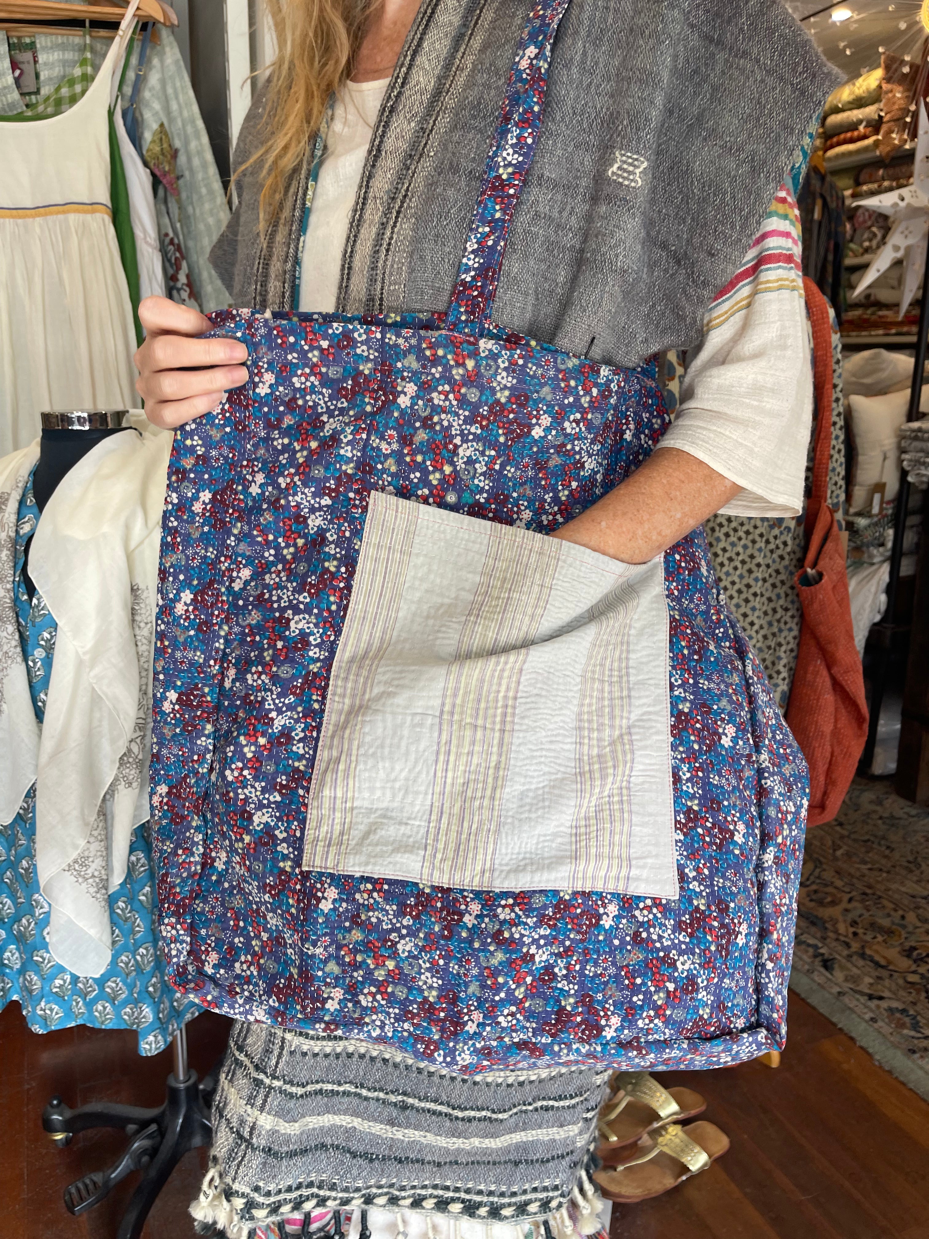 Vintage Kantha Tote - Blue Liberty