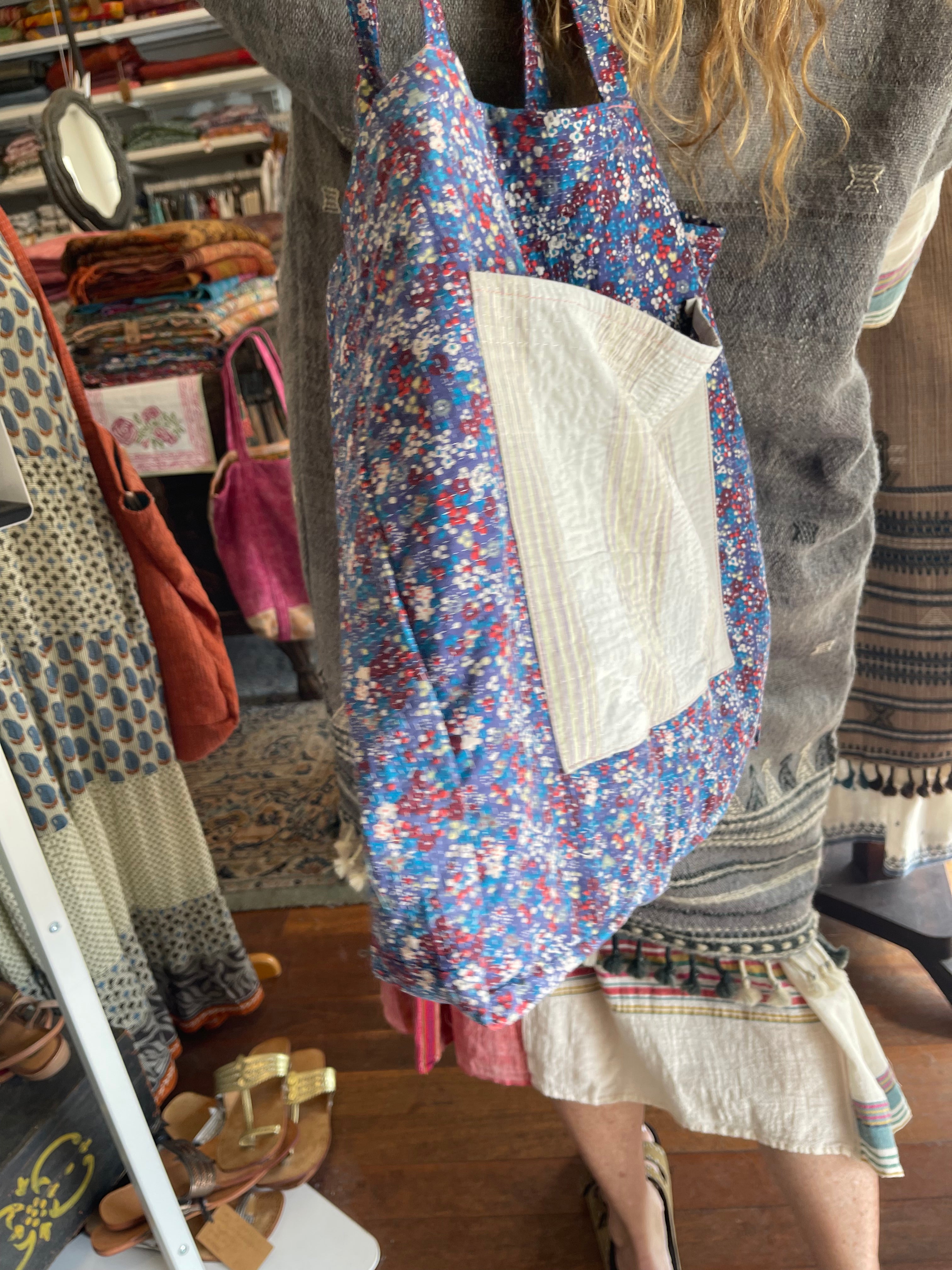 Vintage Kantha Tote - Blue Liberty