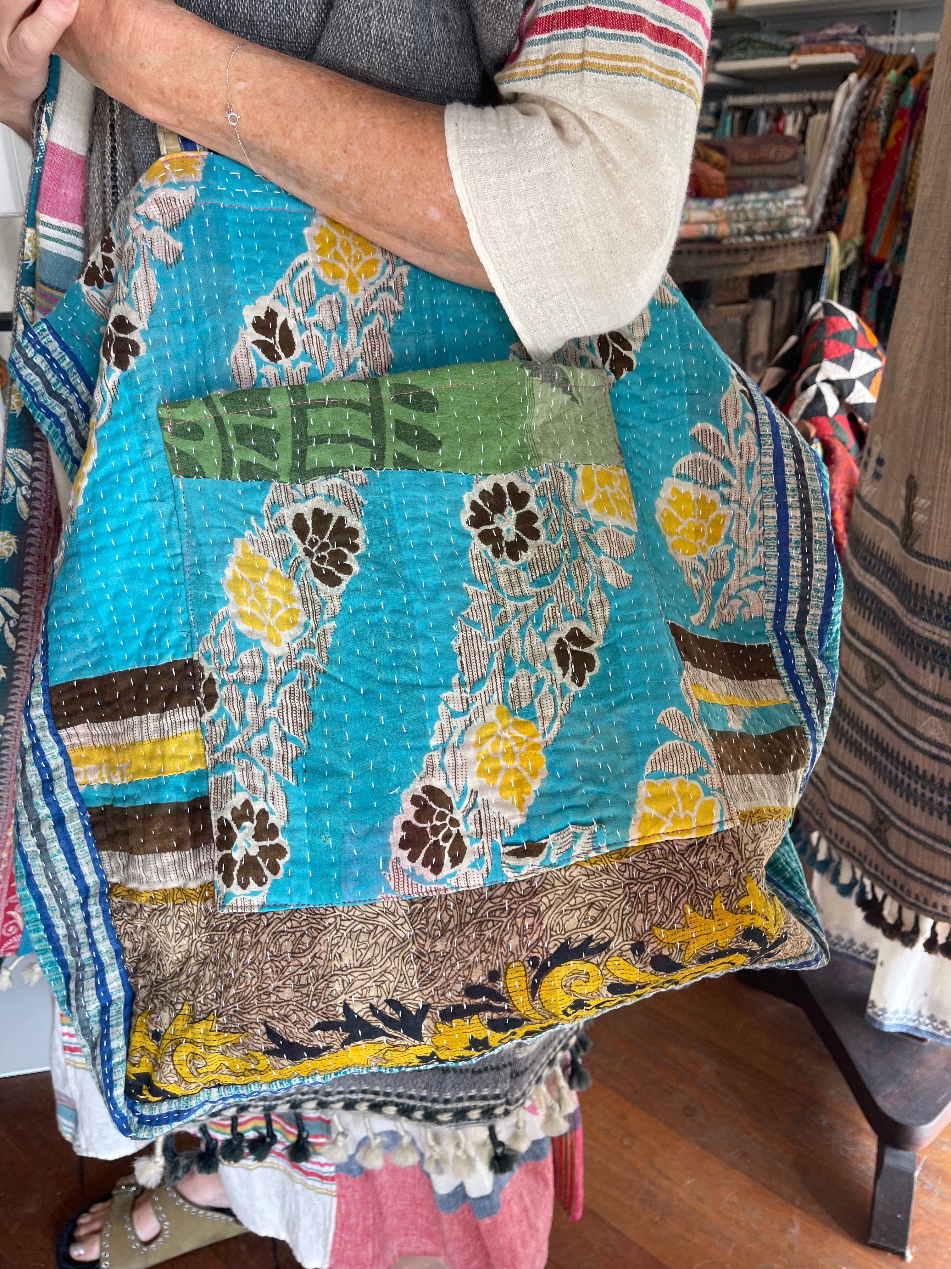 Vintage Kantha Tote - Blue Waters