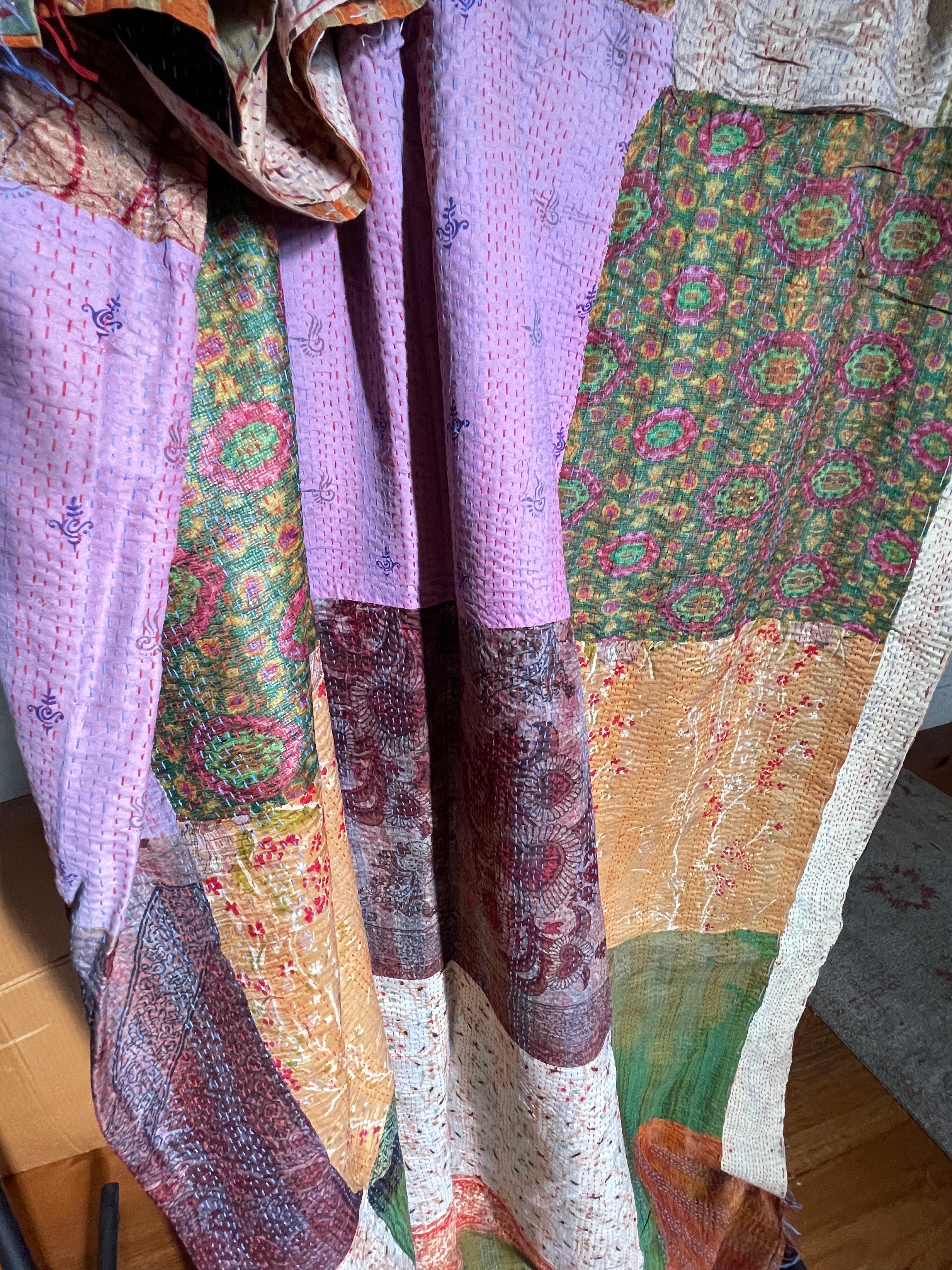 SILK Patchwork KANTHA - Shimmering Silver+ Gold