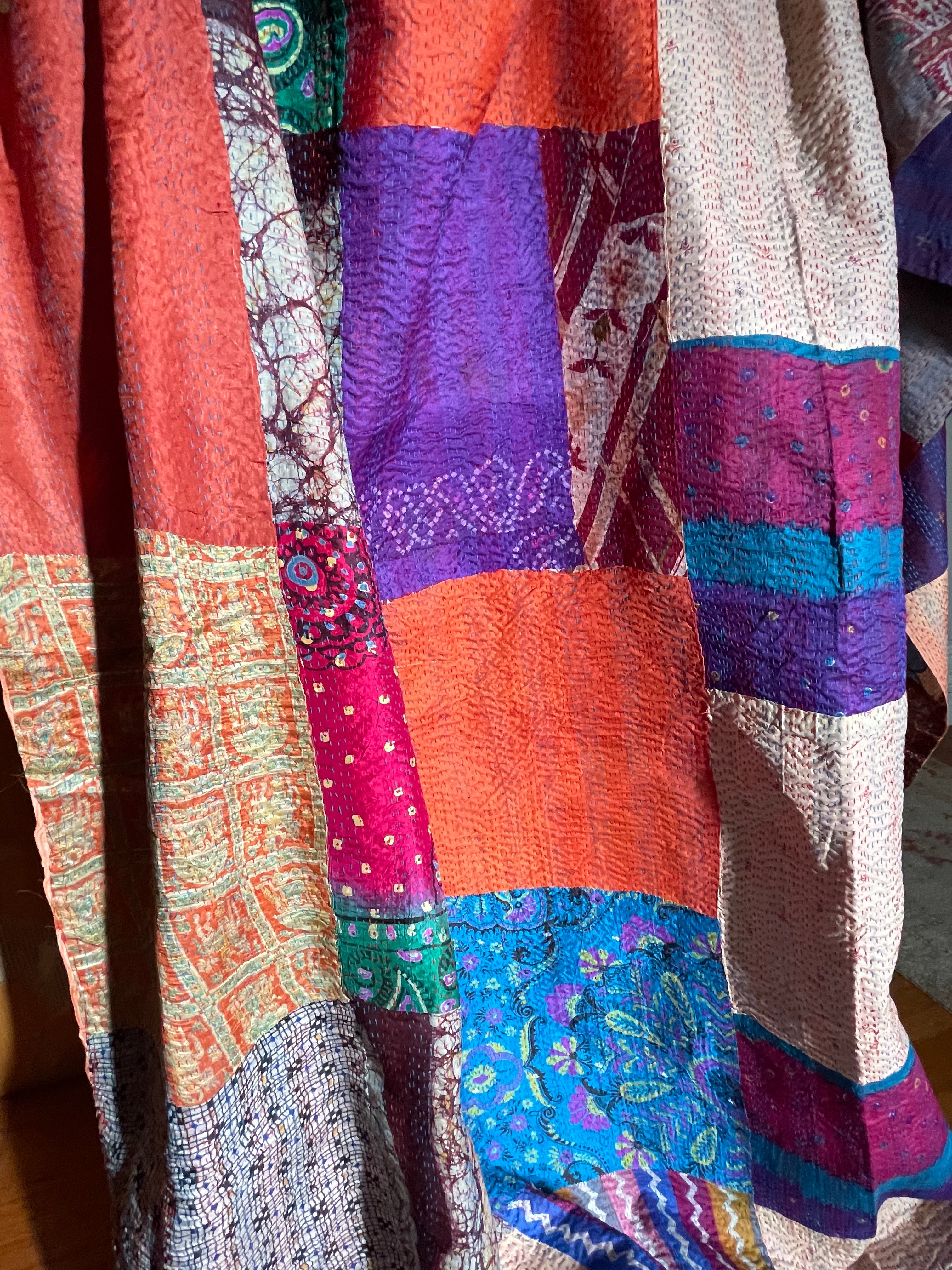 SILK Patchwork KANTHA - Central Blue Horizon