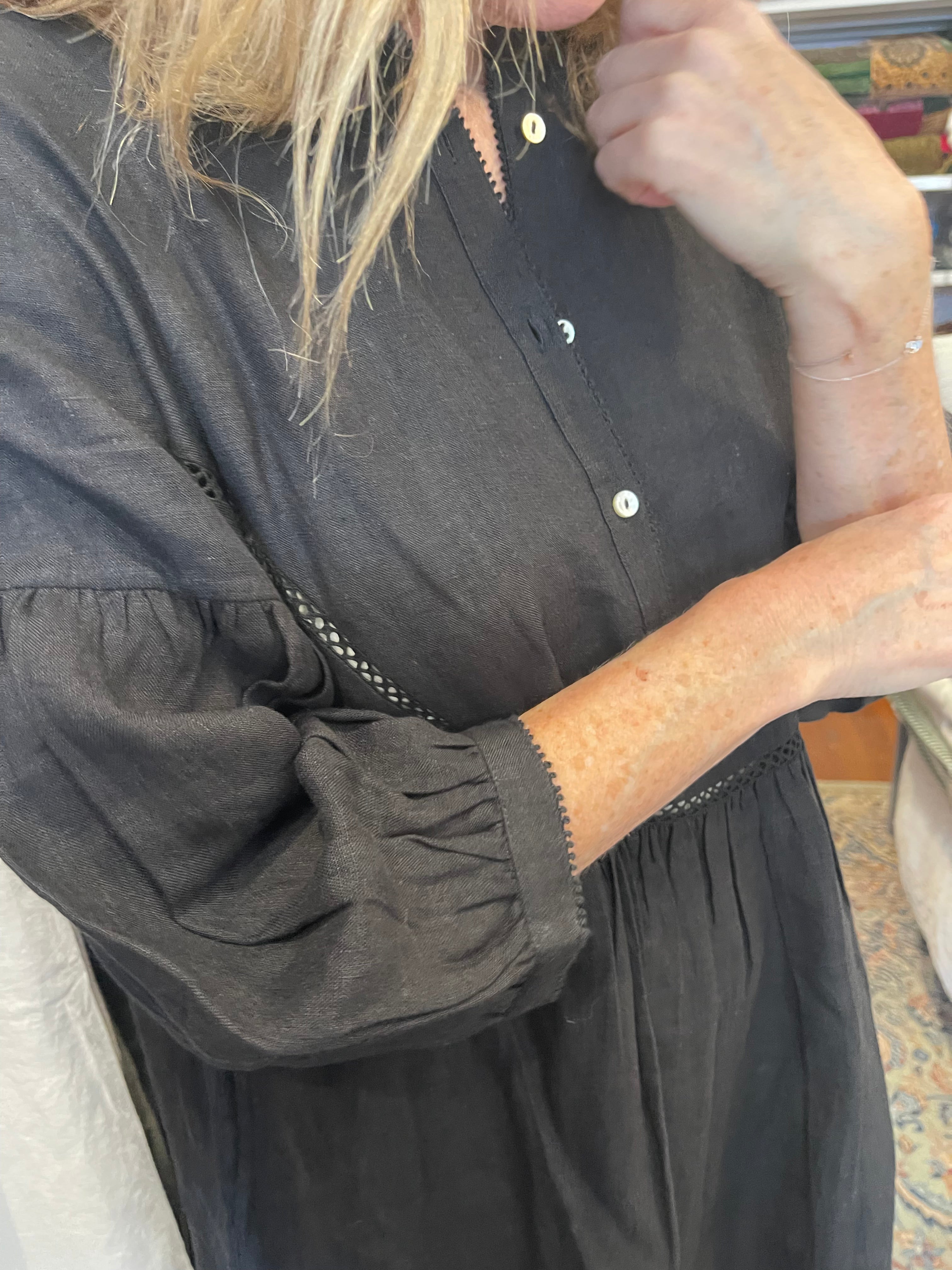 ERINA DRESS - BLACK LINEN