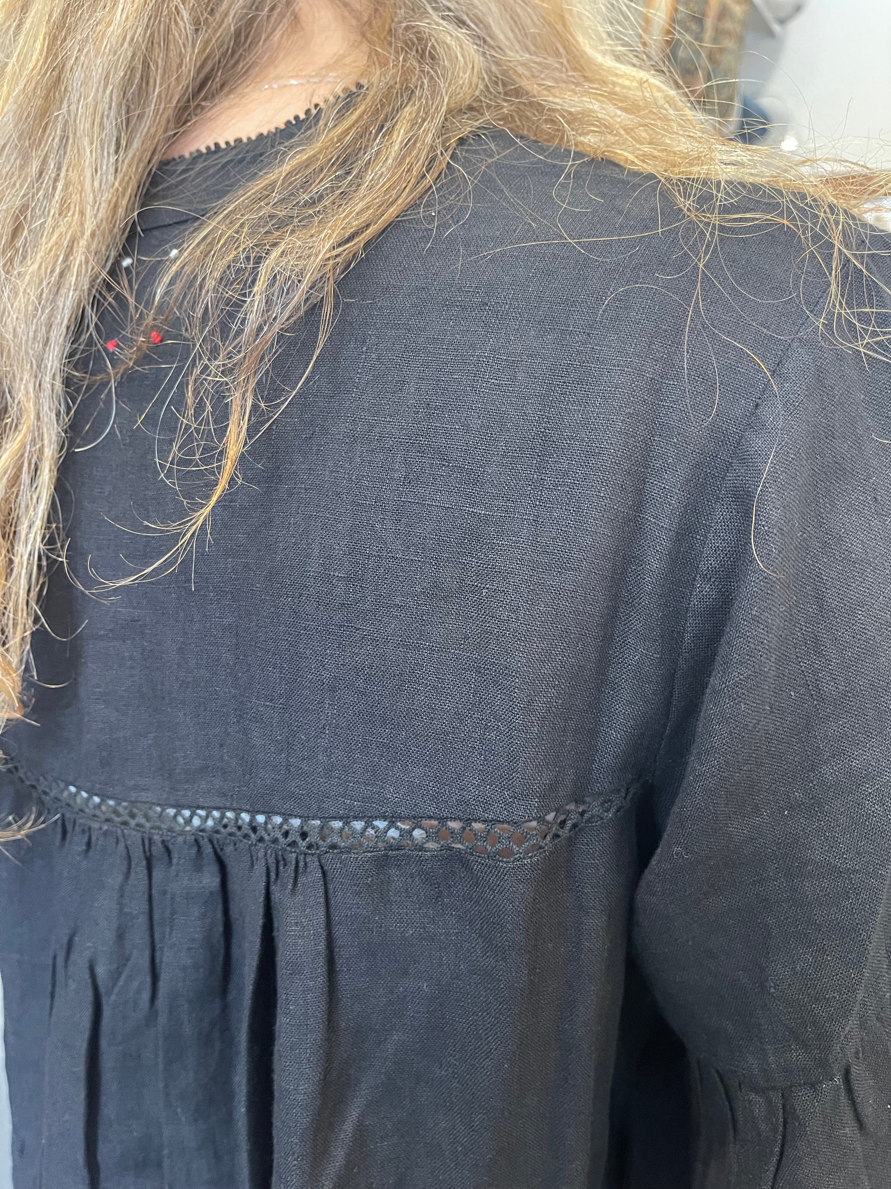 ERINA DRESS - BLACK LINEN