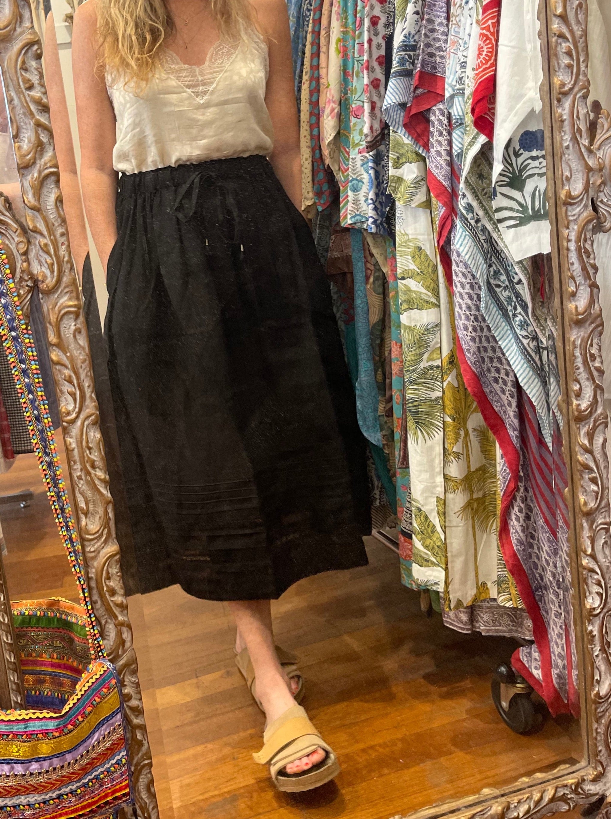 JIANA LINEN SKIRT - BLACK