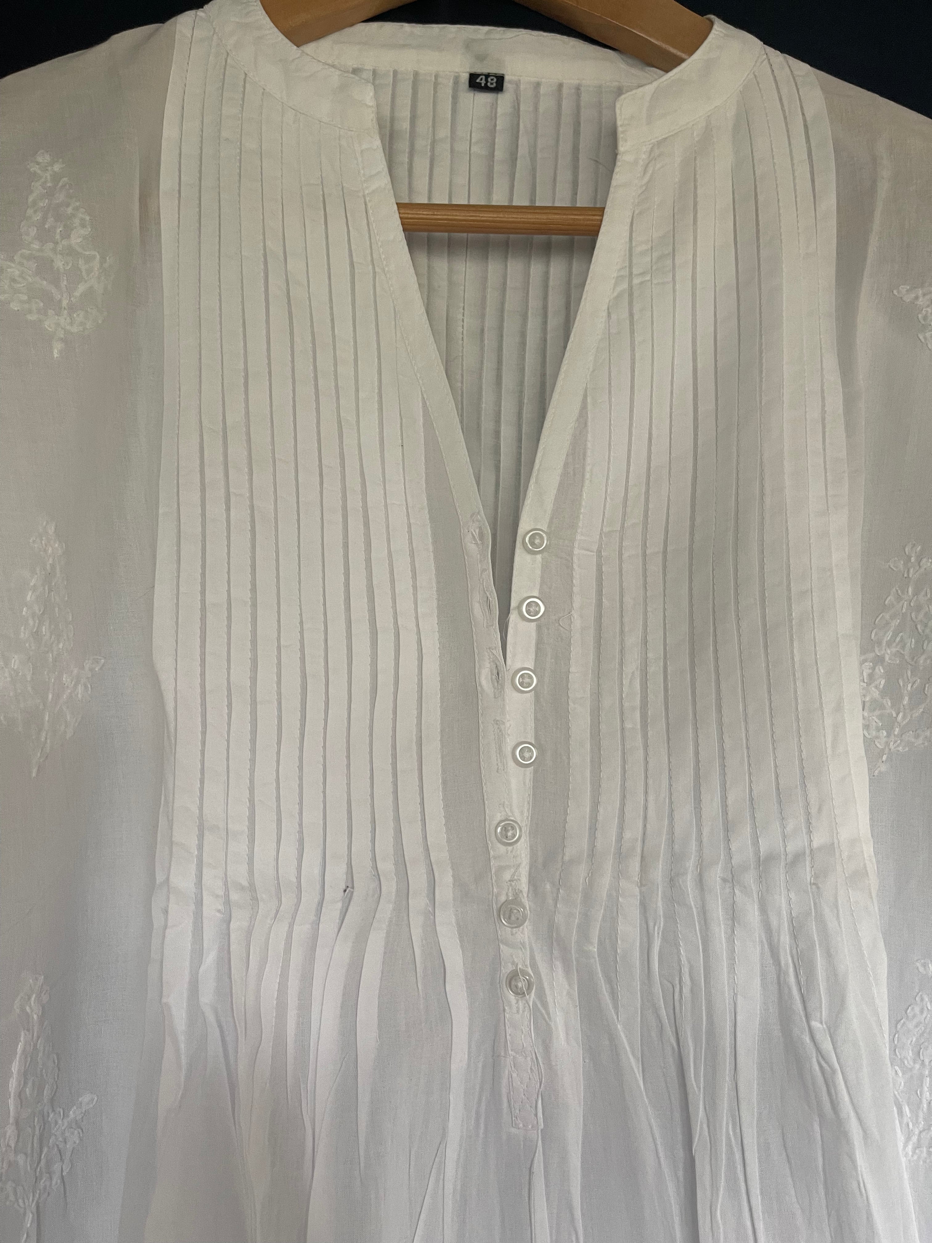 White on White Embroidered - Beach Cover Short