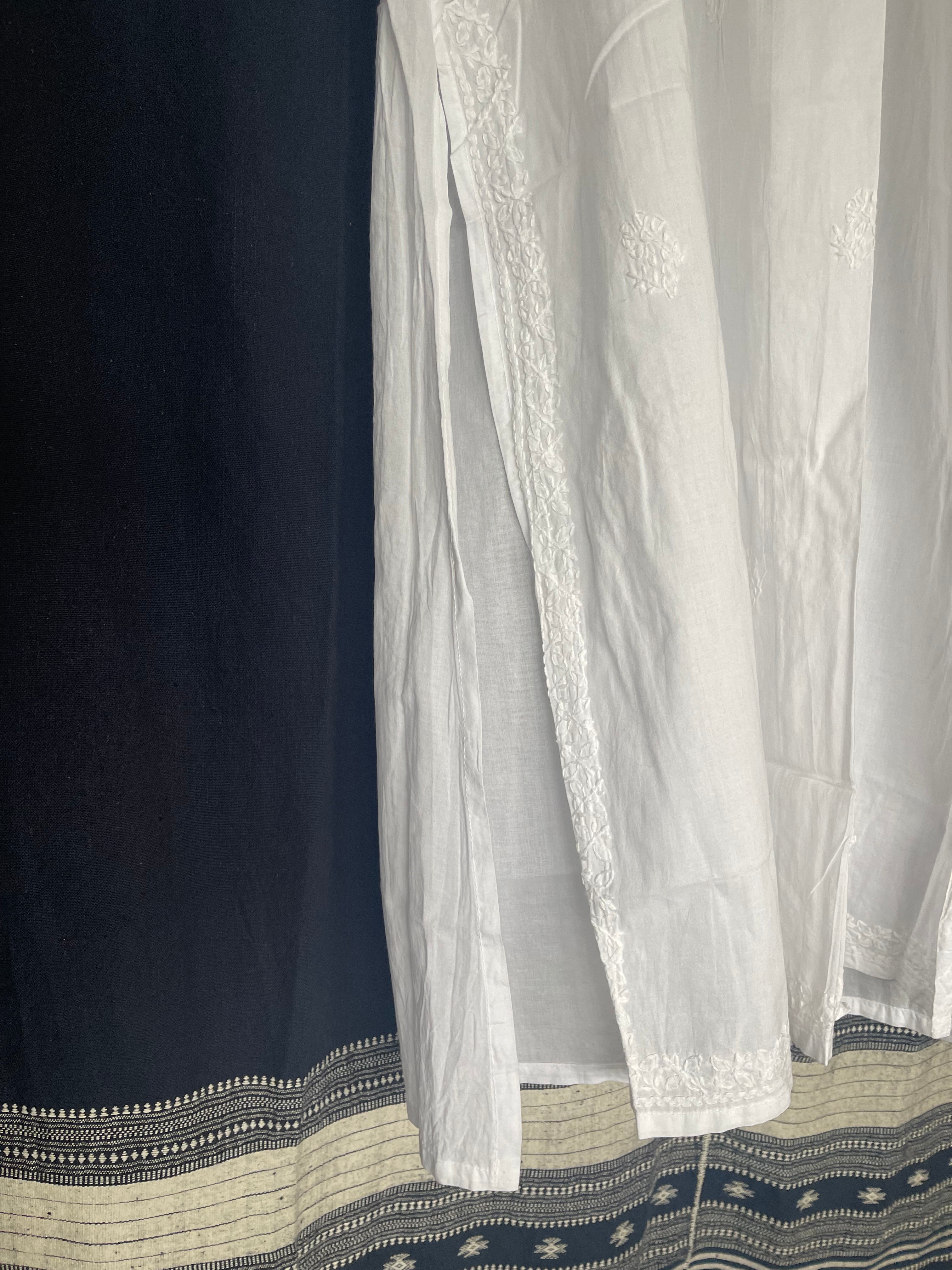 White on White Embroidered - Beach Cover Long
