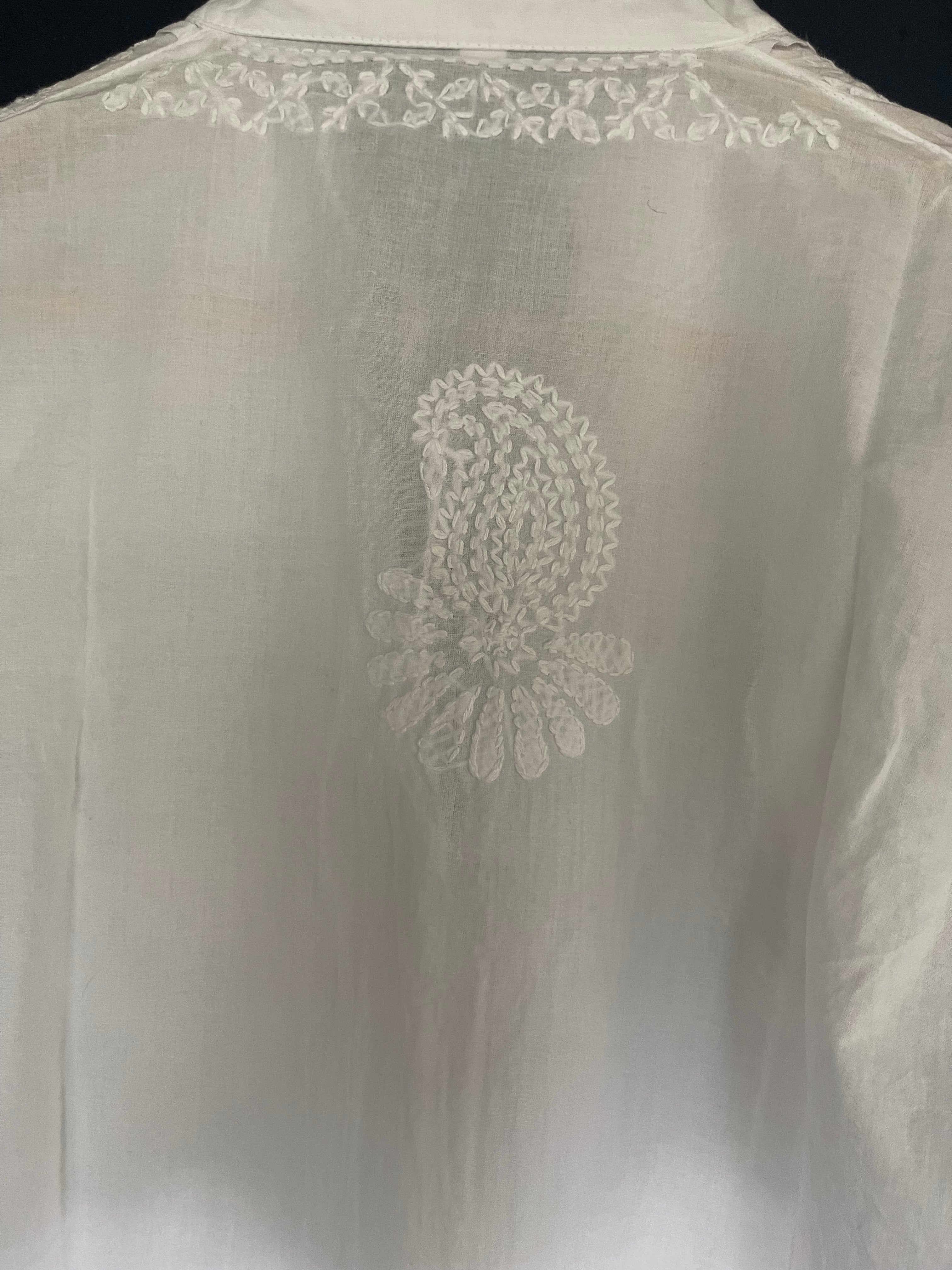 White on White Embroidered - Beach Cover Long