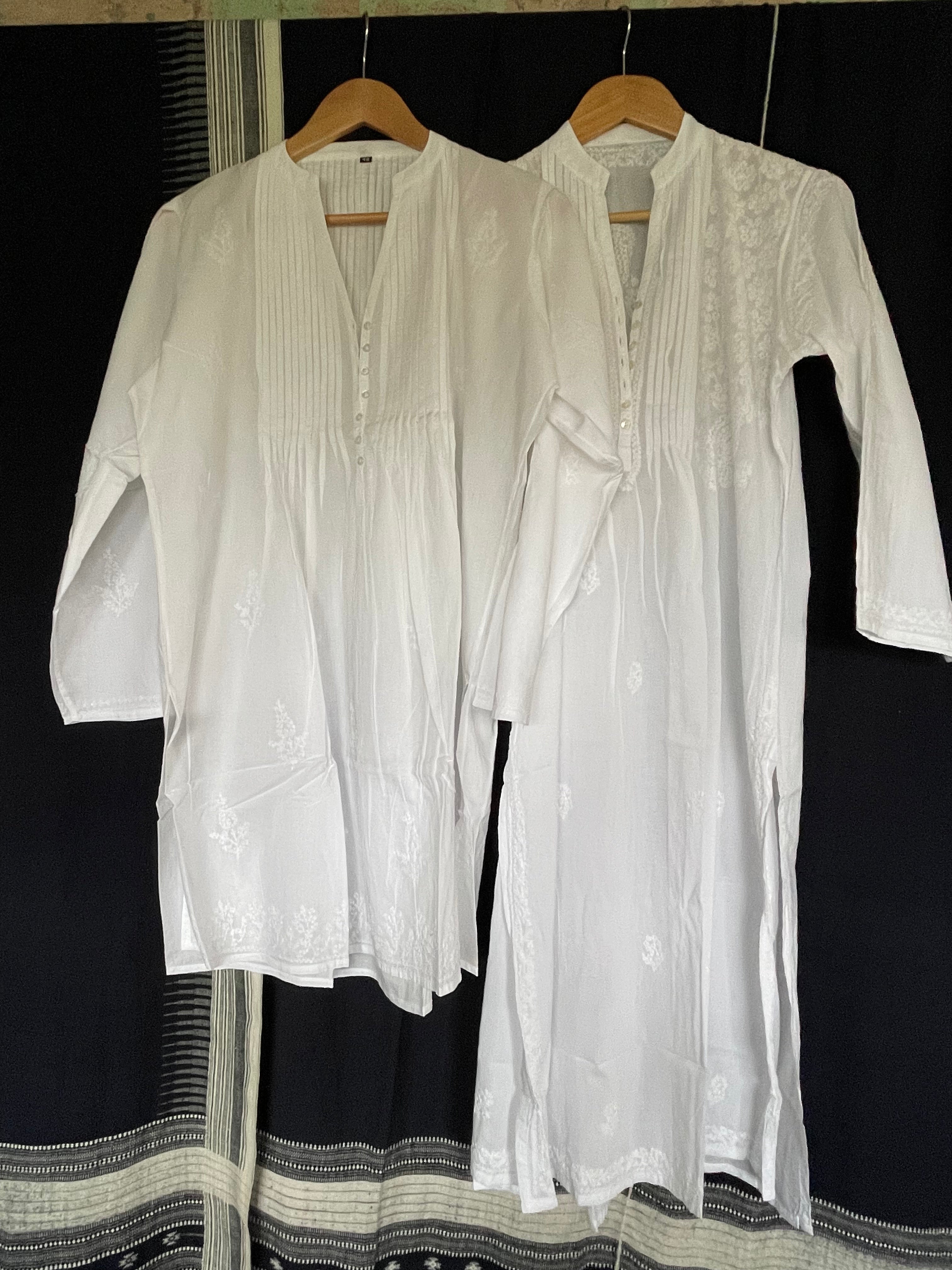 White on White Embroidered - Beach Cover Long