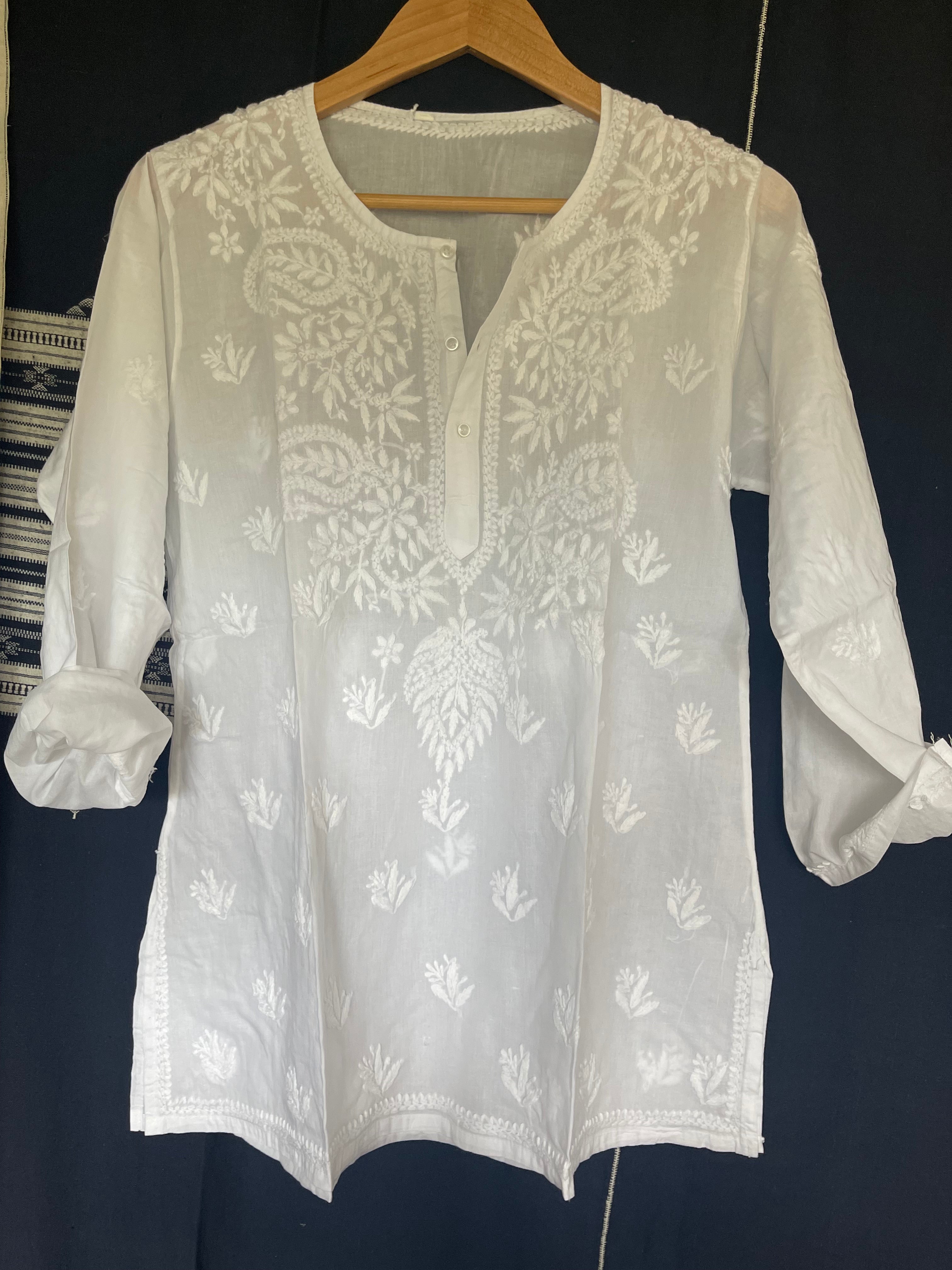 White on White Embroidered - Floral Empress with buttons