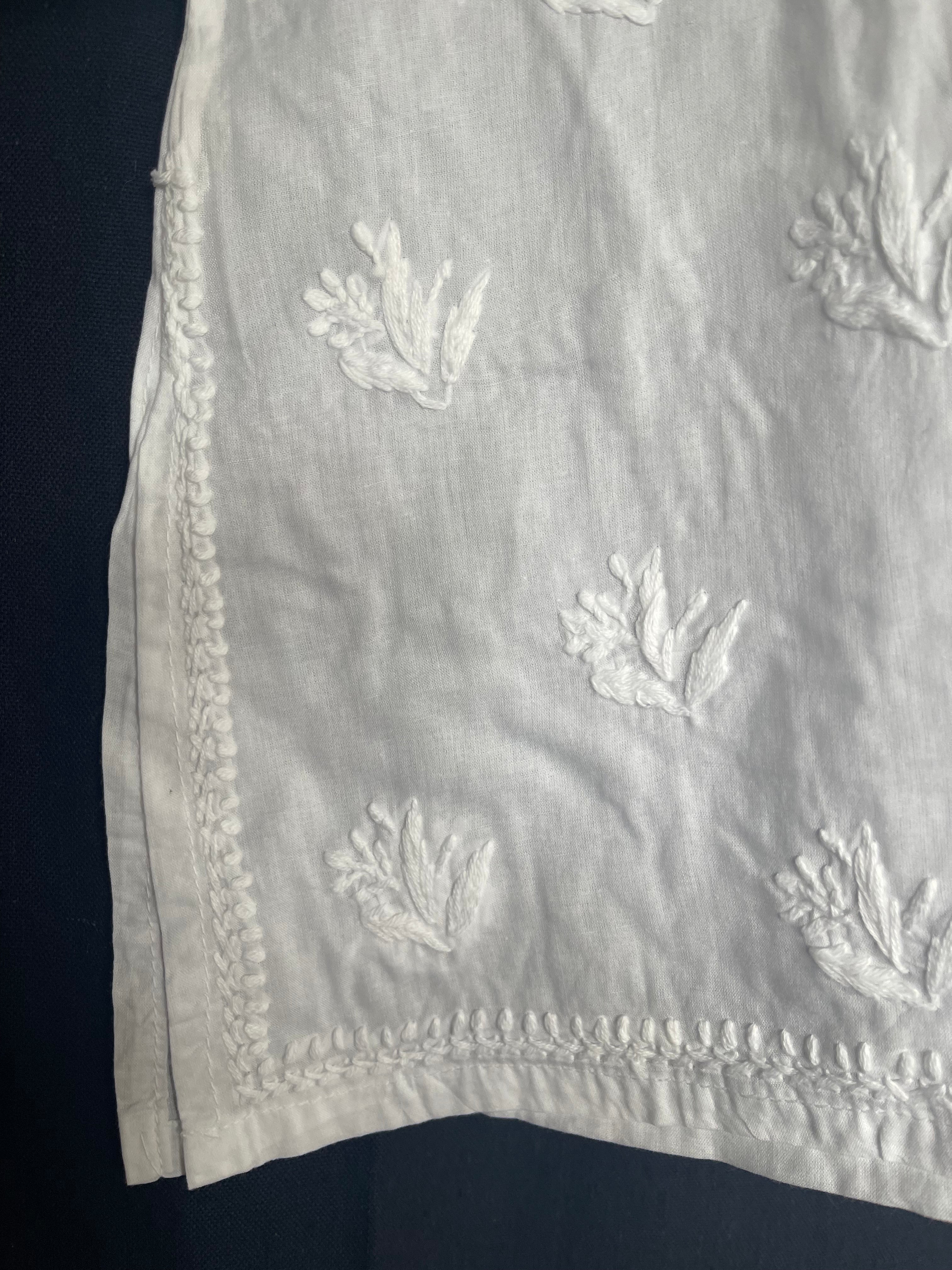 White on White Embroidered - Floral Empress with buttons