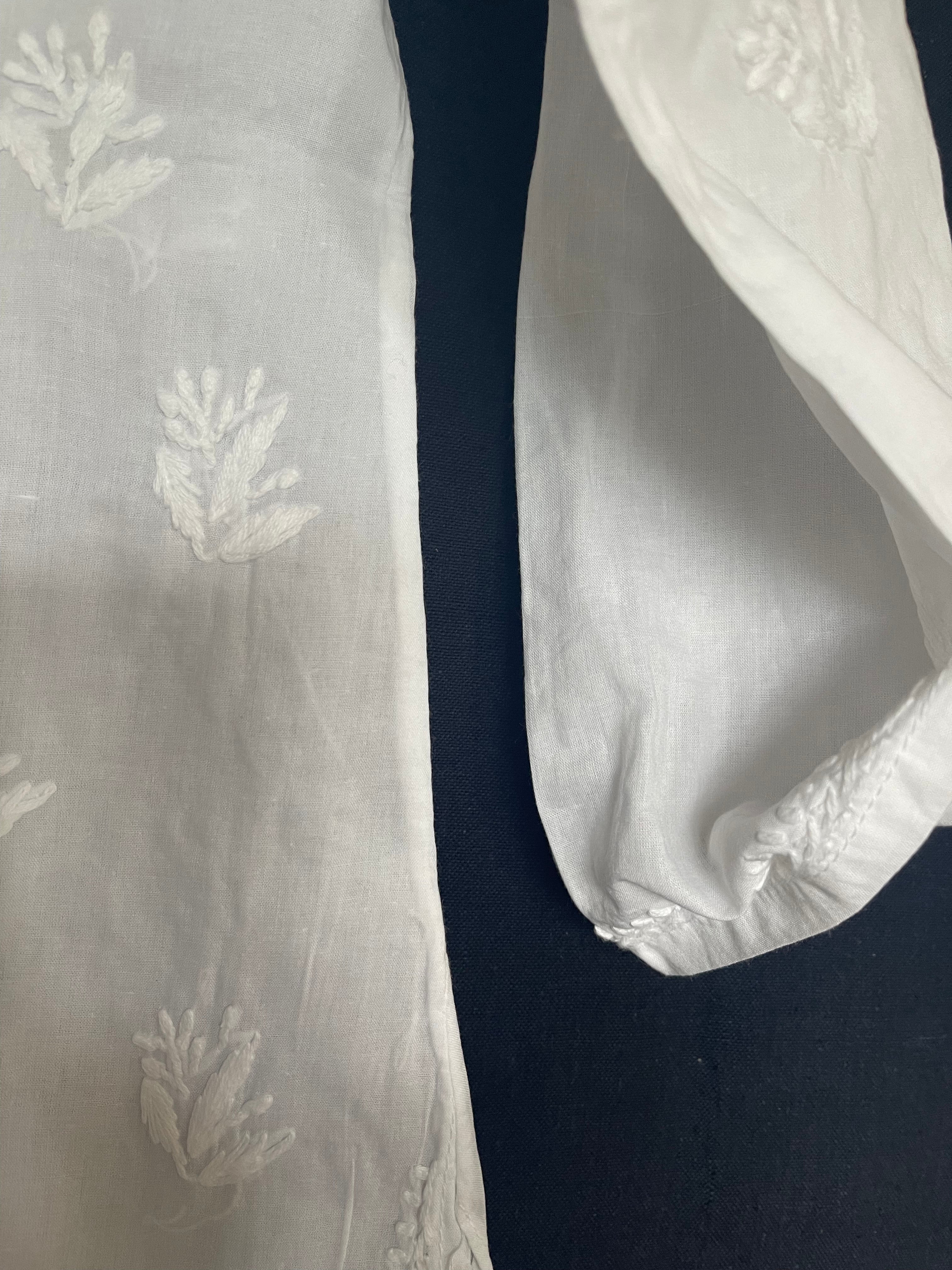 White on White Embroidered - Floral Empress with buttons