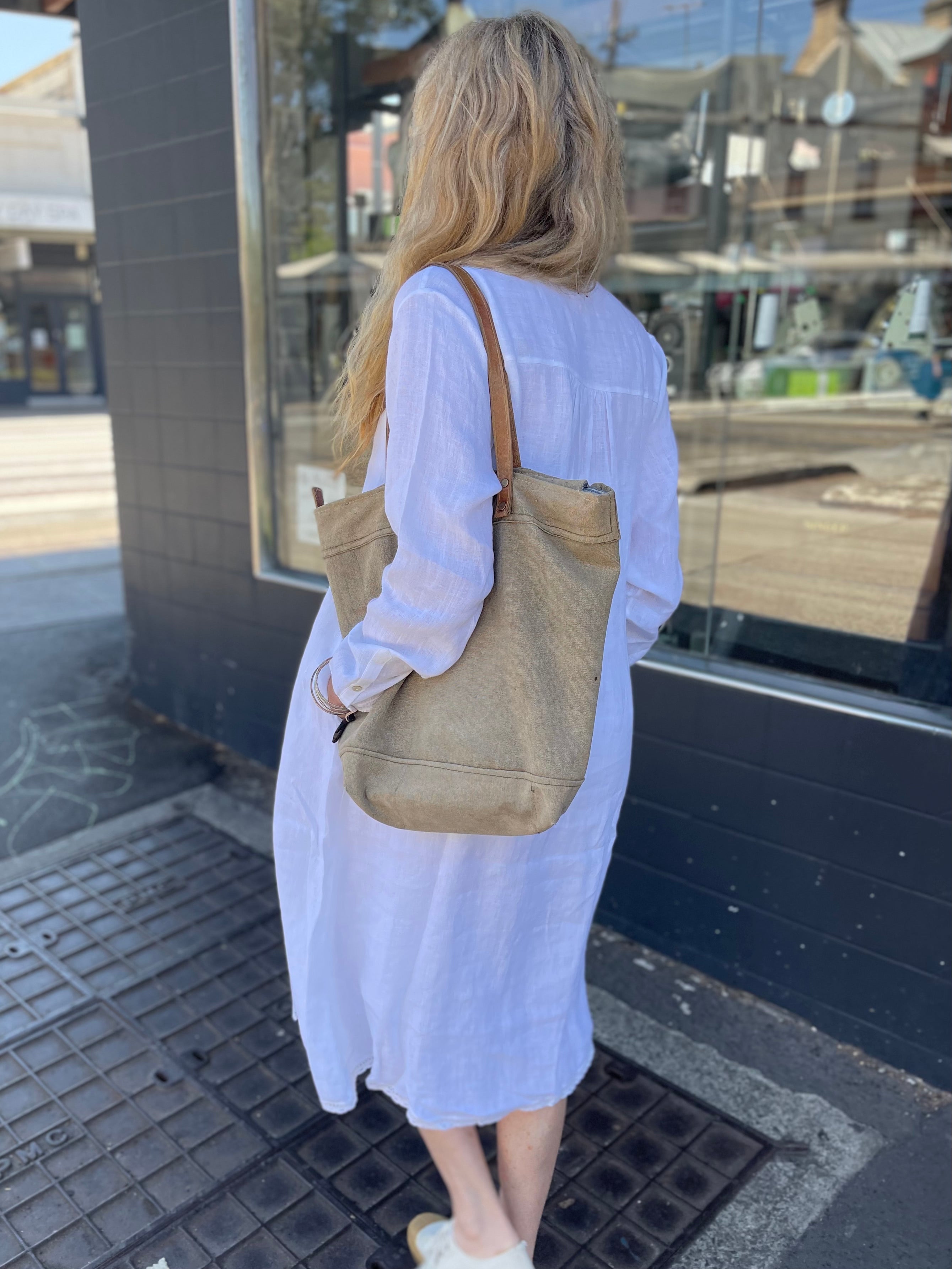 HEERA LINEN SHIRT DRESS with LACE - WHITE
