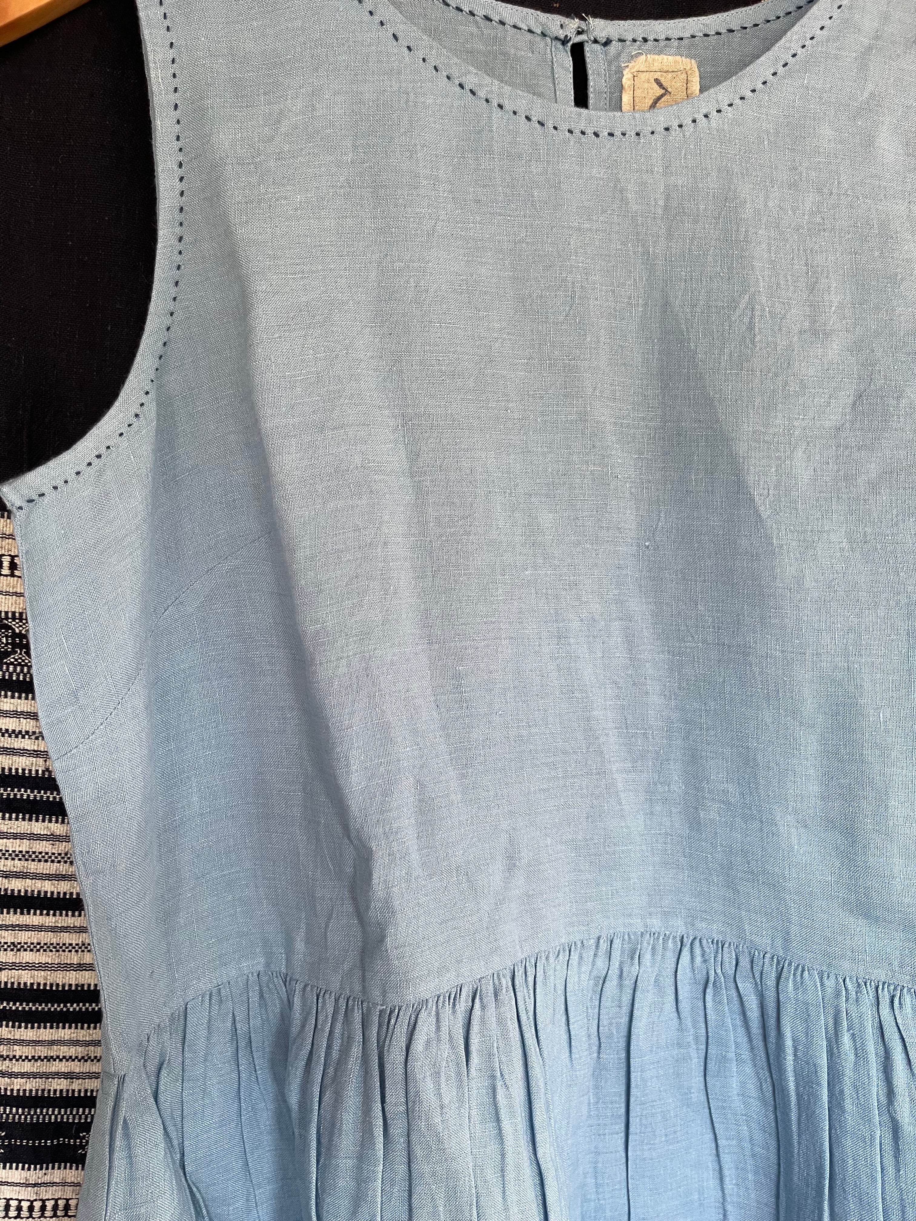 SARITA LINEN DRESS - SKY