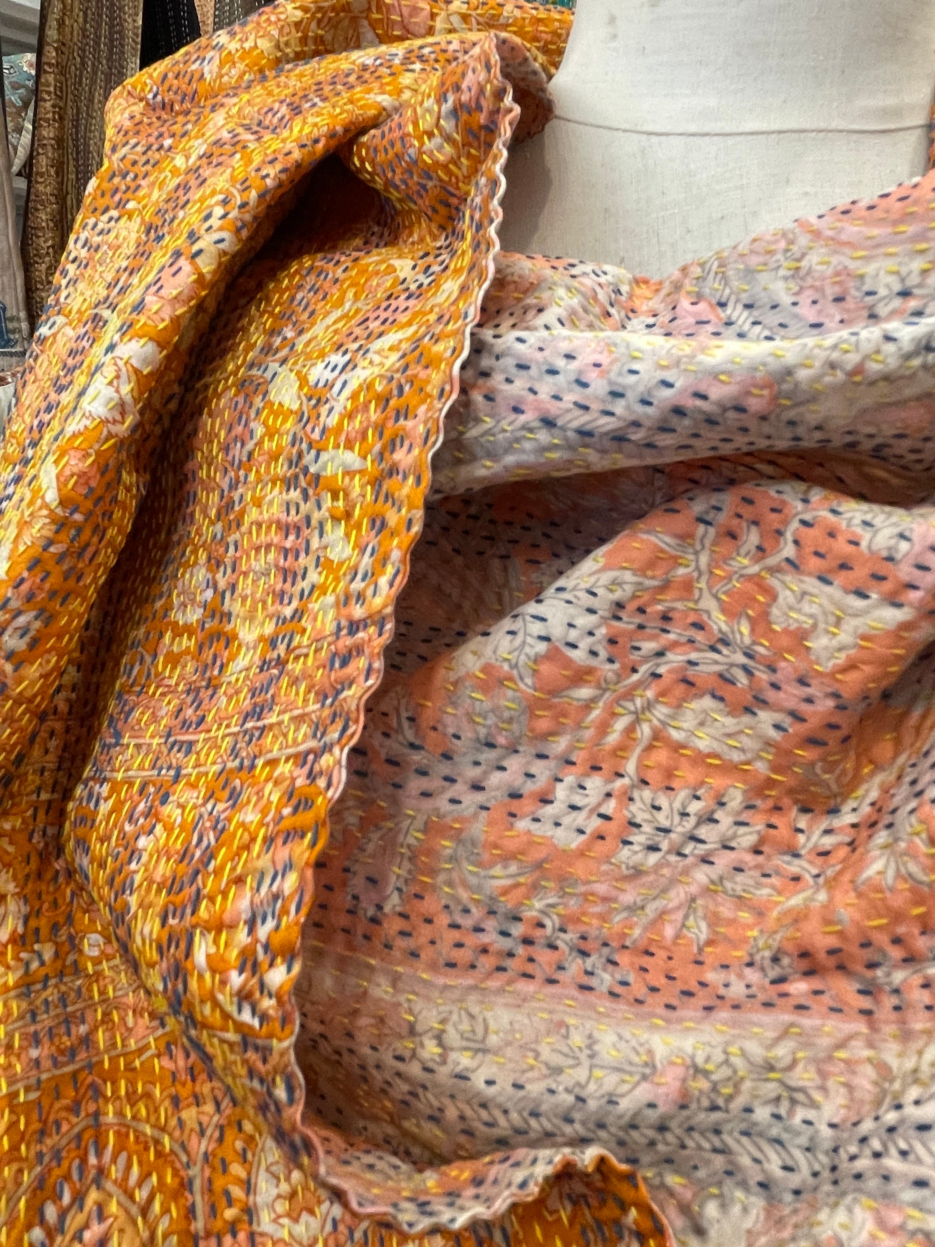Kantha Silk Muffler - Autumn
