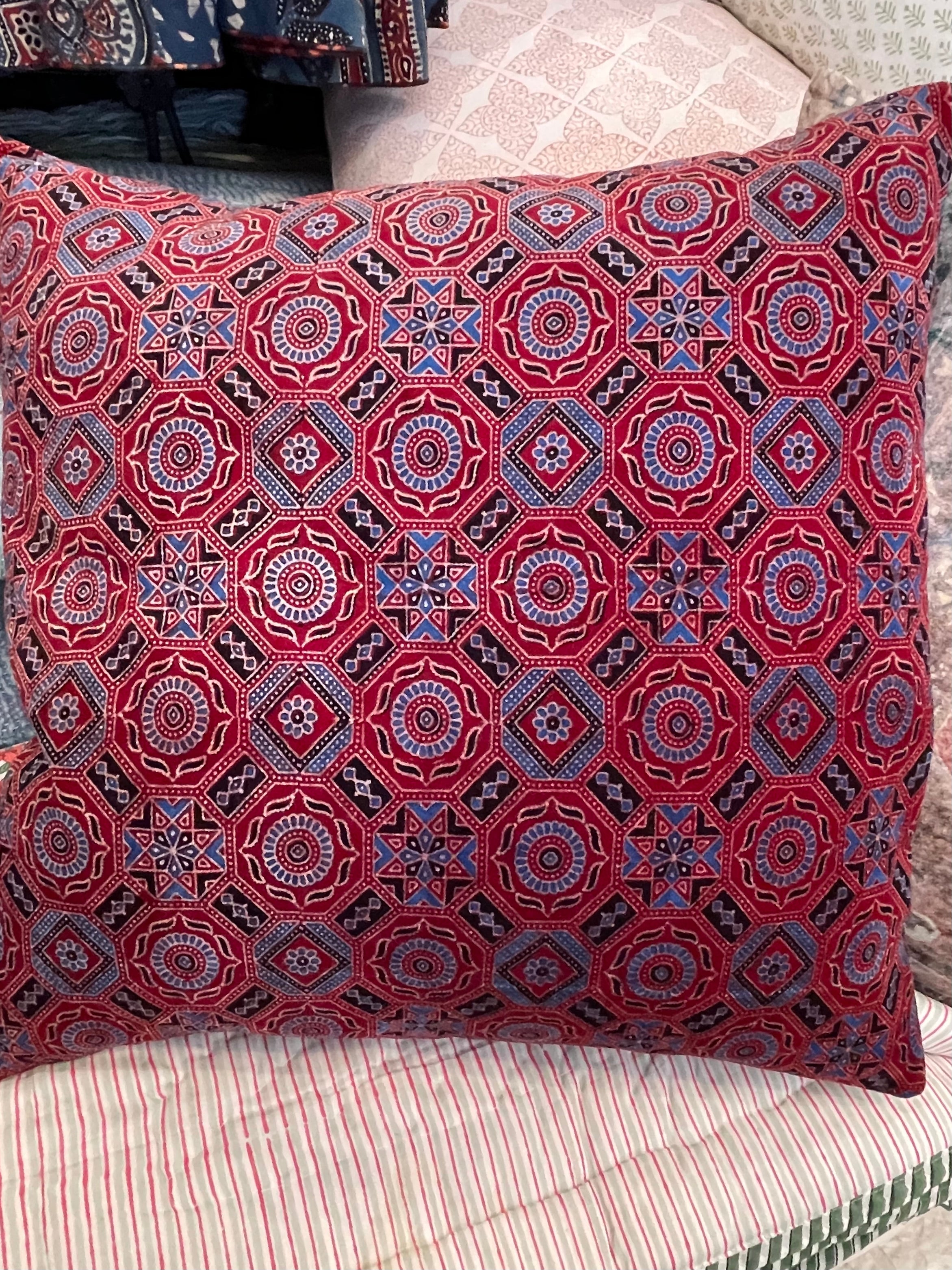 Ajrakh Velvet Cushion - Ajrakh Tile