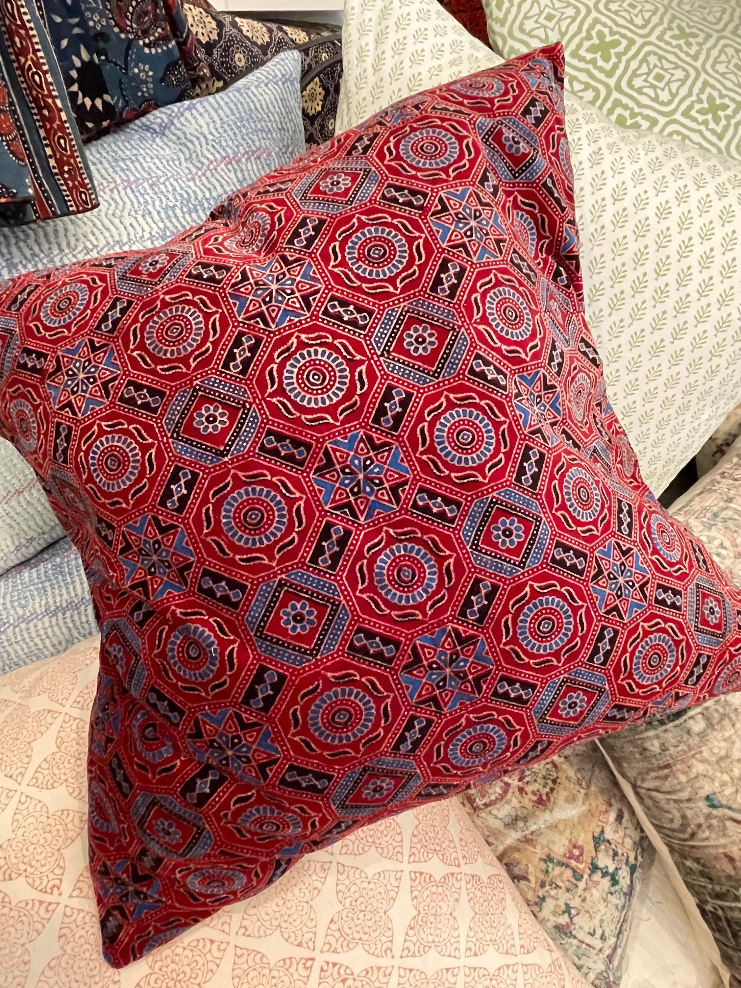 Ajrakh Velvet Cushion - Ajrakh Tile