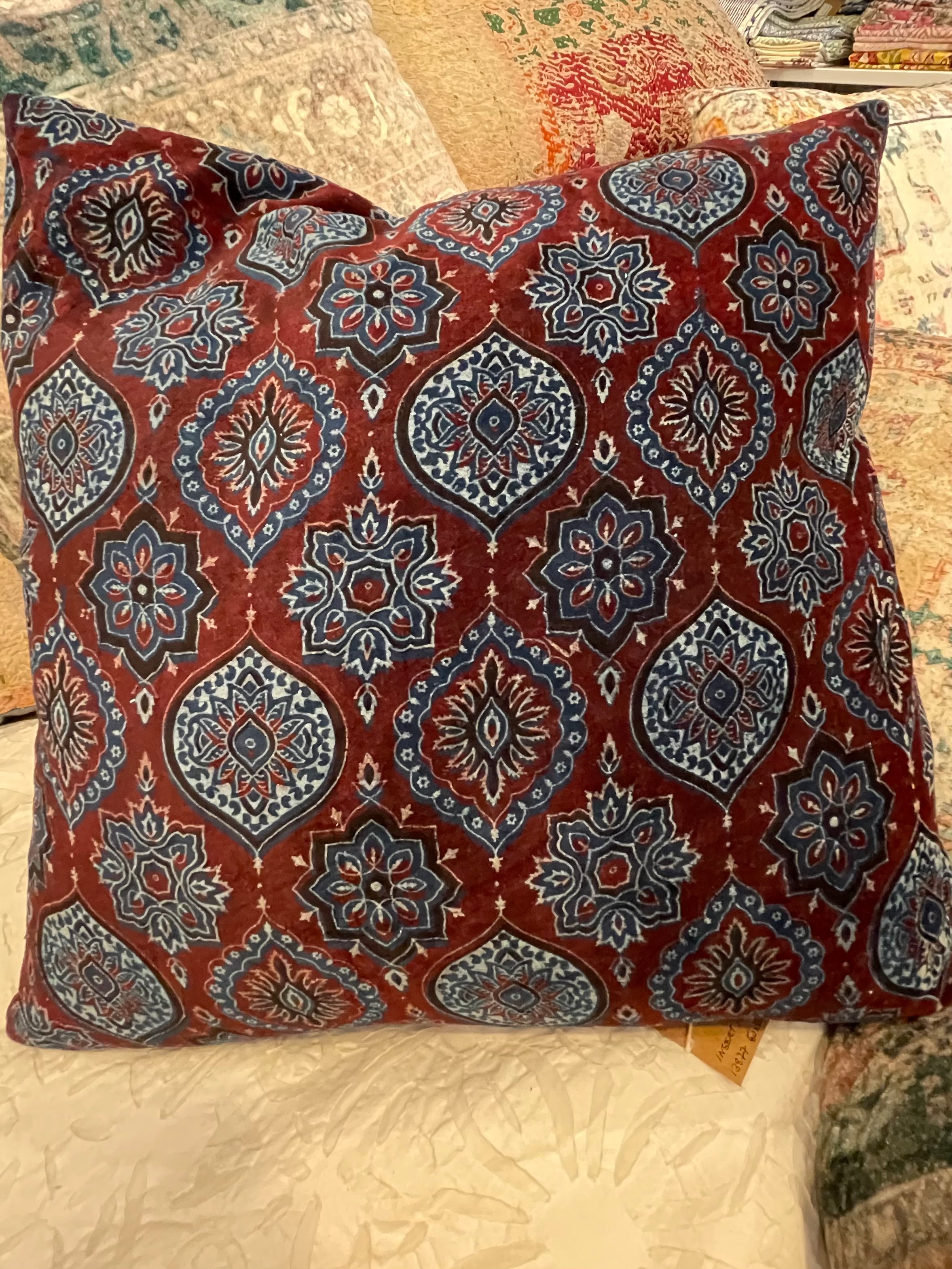 Ajrakh Velvet Cushion - Midnight Palace
