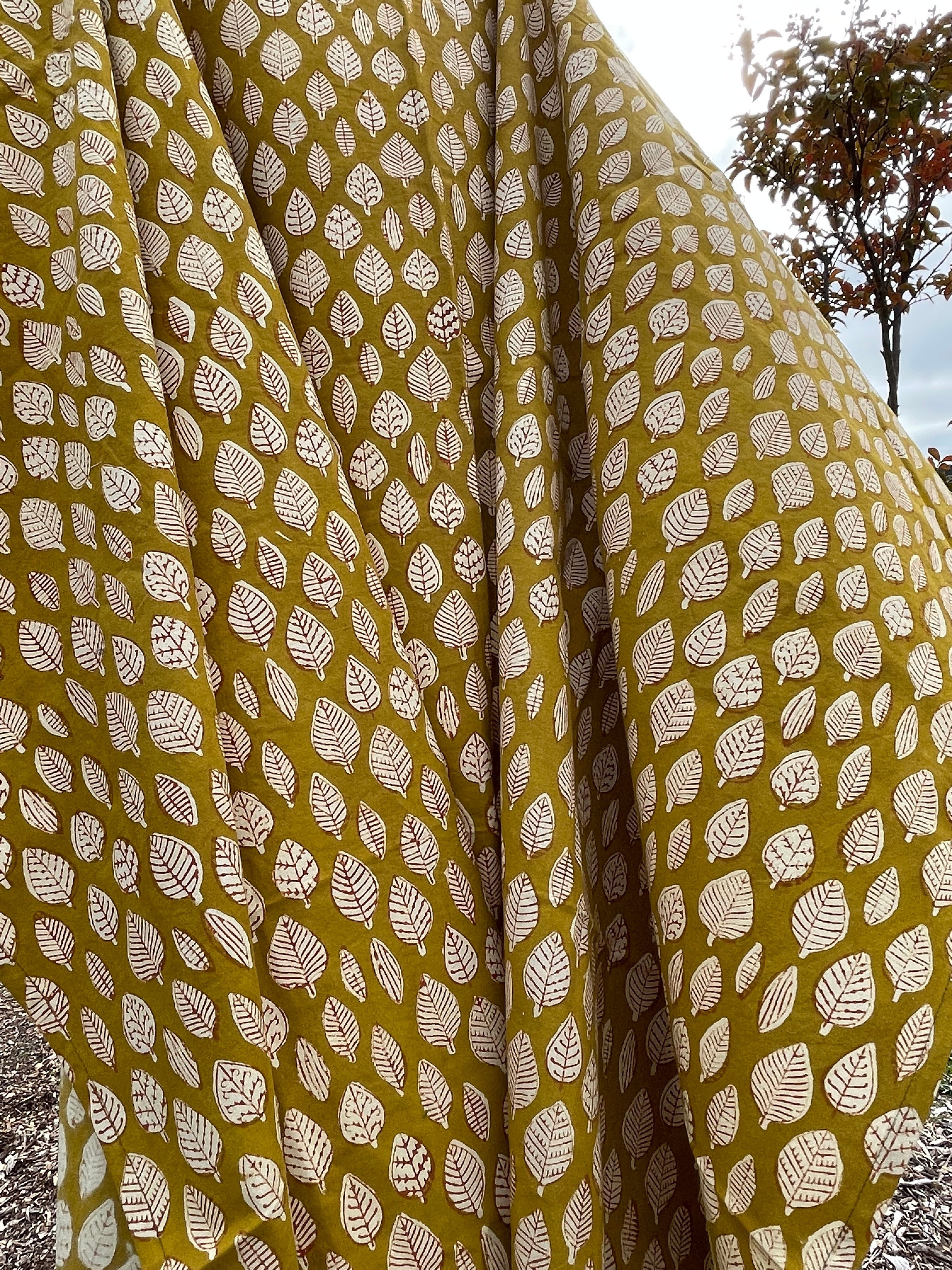 Handblock Printed Tablecloth - Mustard Leaf