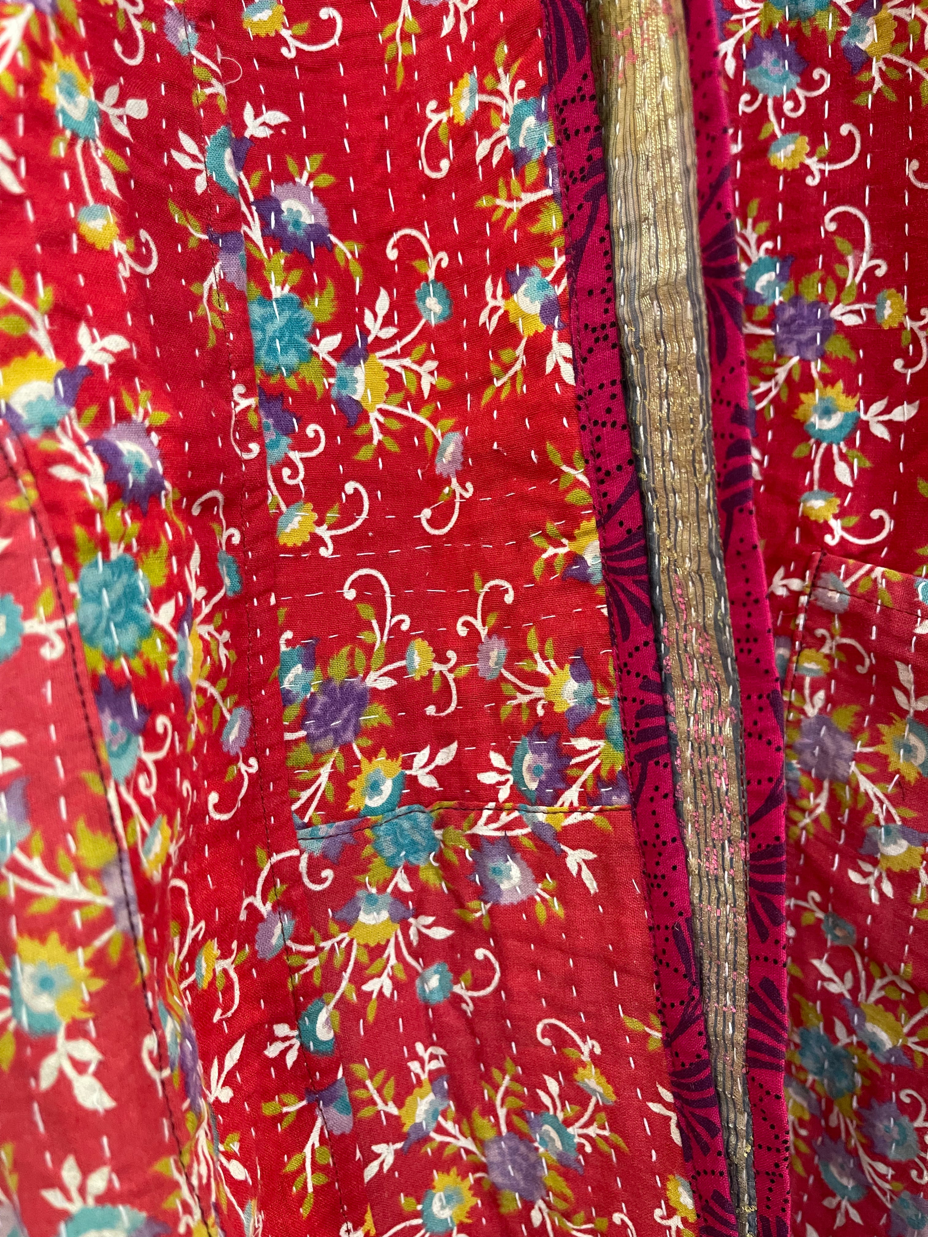 Vintage Kantha Jacket - PRETTY RED FLORAL