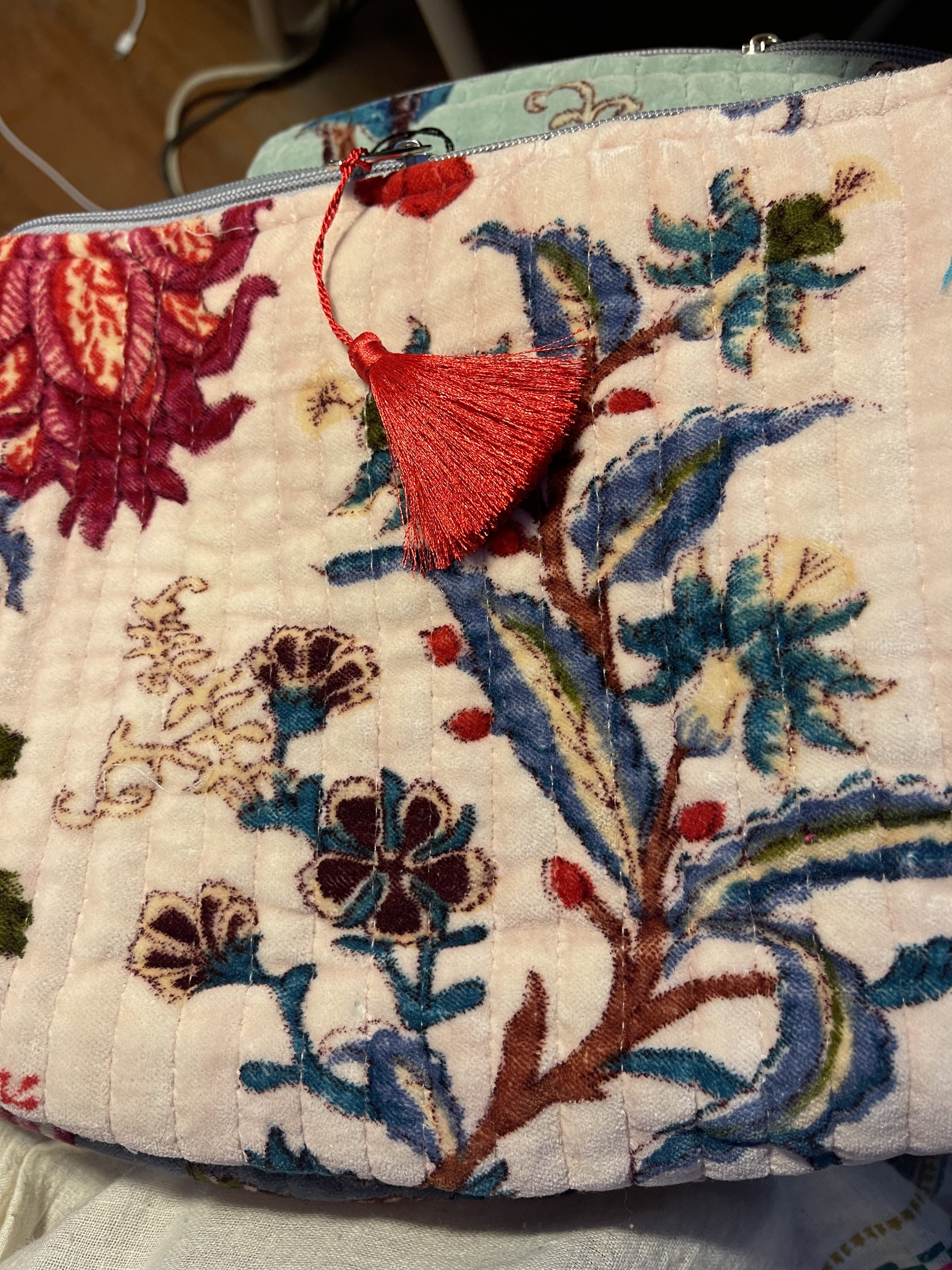 Botanical Print Velvet Pouch - Boudoir