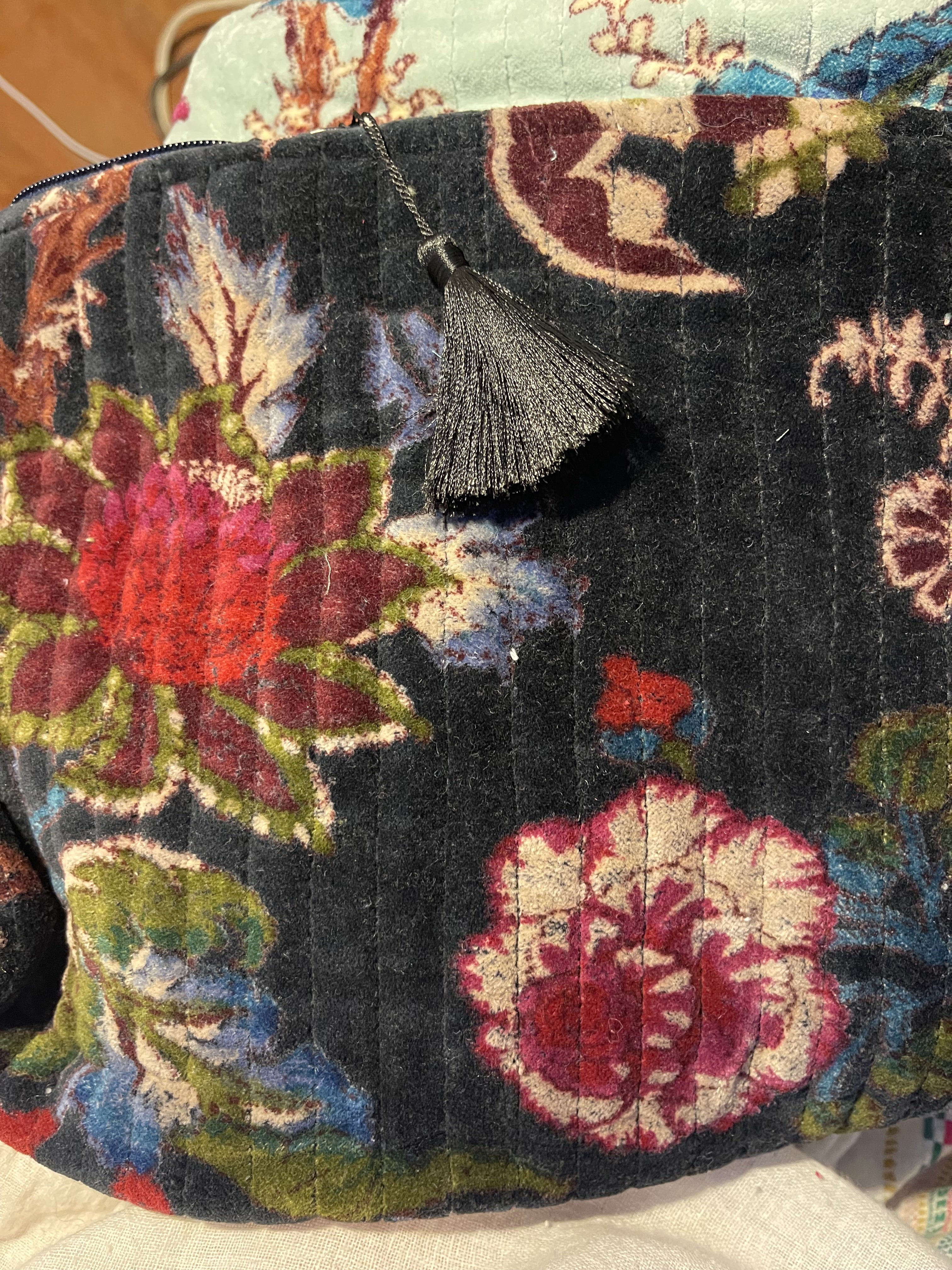 Botanical Print Velvet Pouch - Jewel of the Night