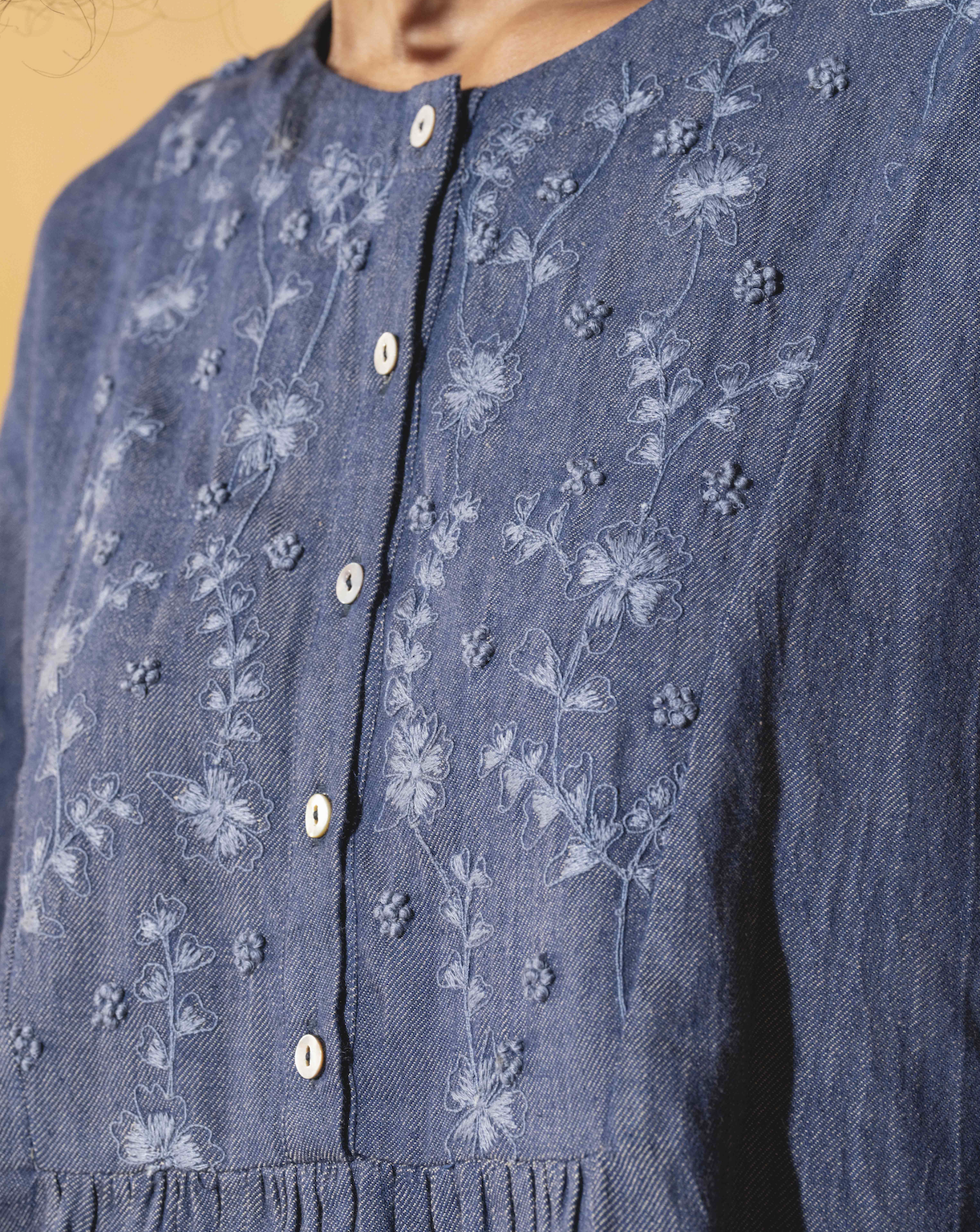 VARALIKA - Embroidered Denim Blouse