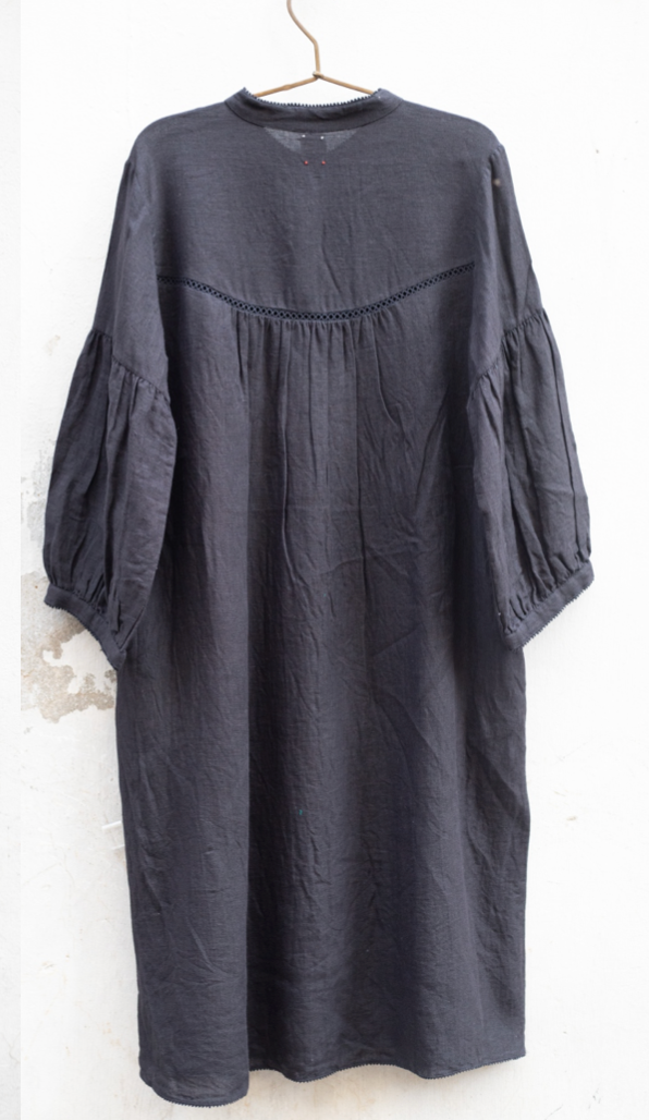 ERINA DRESS - BLACK LINEN