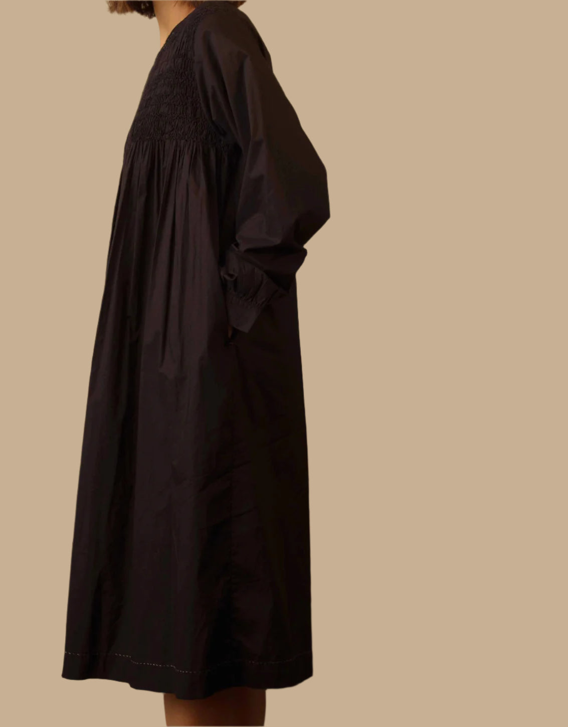 TANISI COTTON DRESS - Embroidered Black