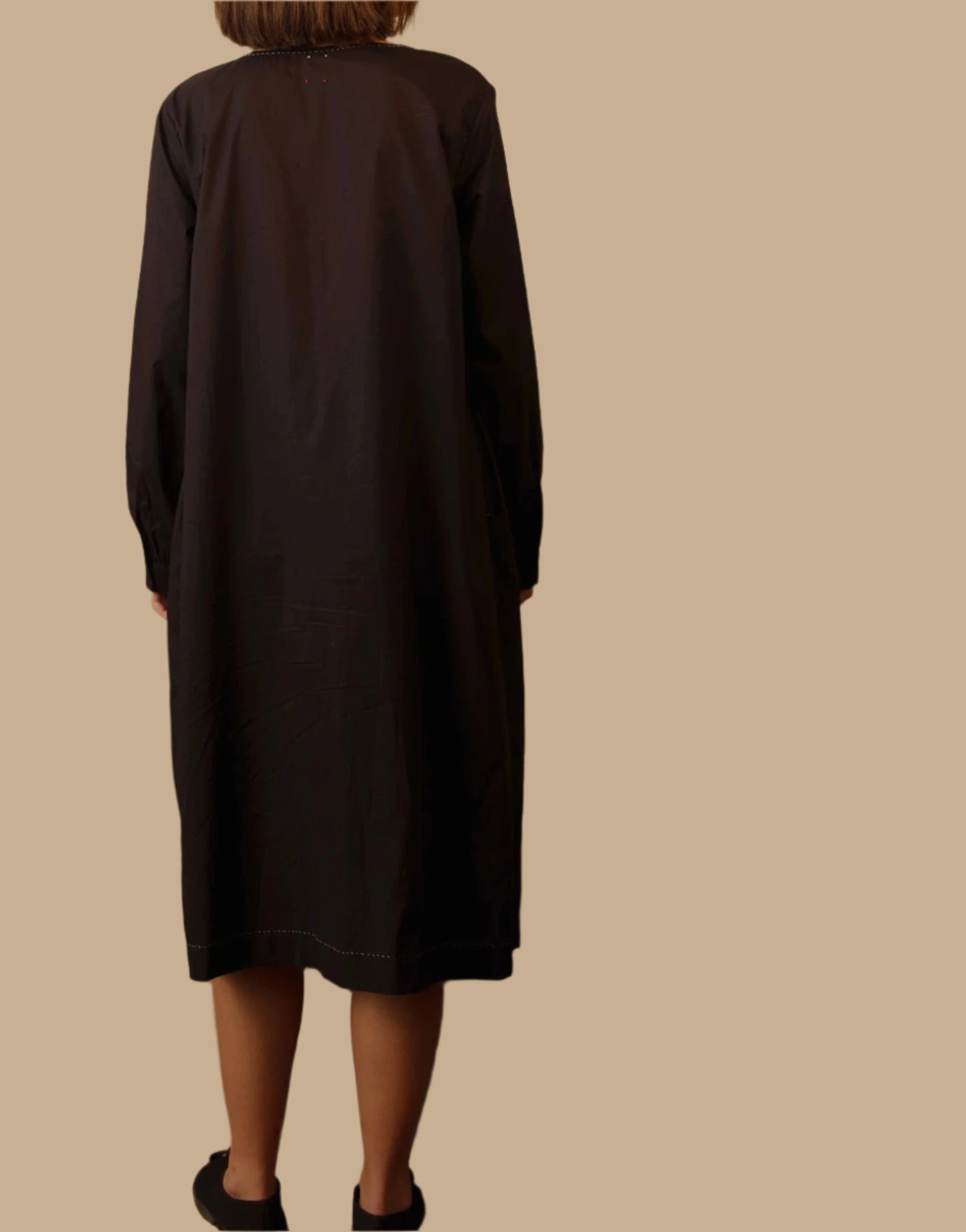 TANISI COTTON DRESS - Embroidered Black