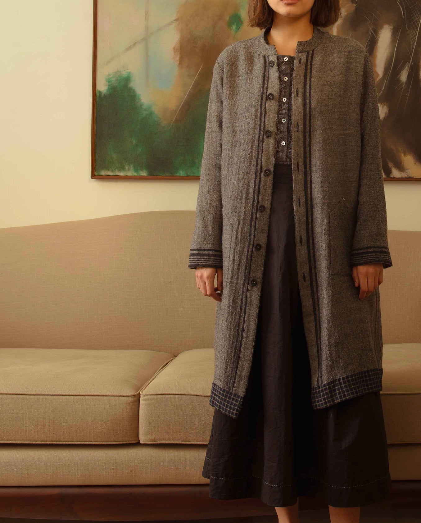 DIYA REVERSIBLE WOOL JACKET - Charcoal