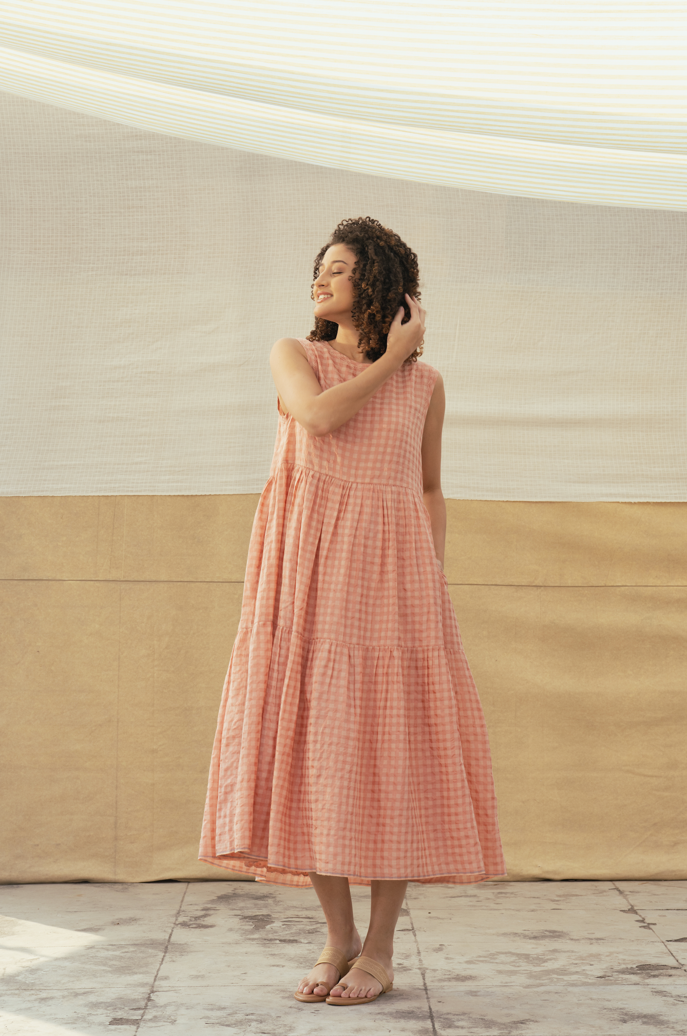 Cotton + Silk Dress - Apricot VIDYA