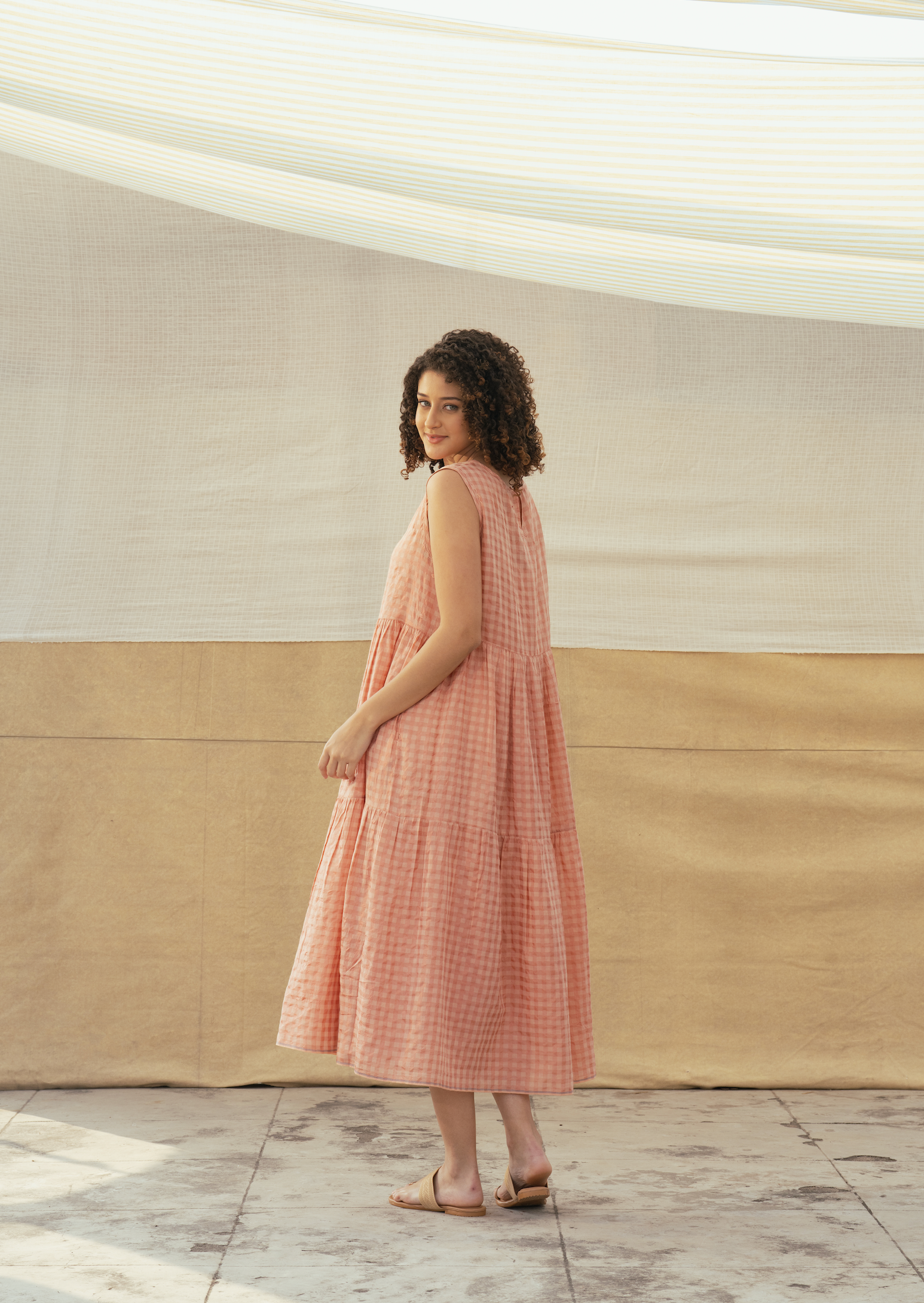 Cotton + Silk Dress - Apricot VIDYA